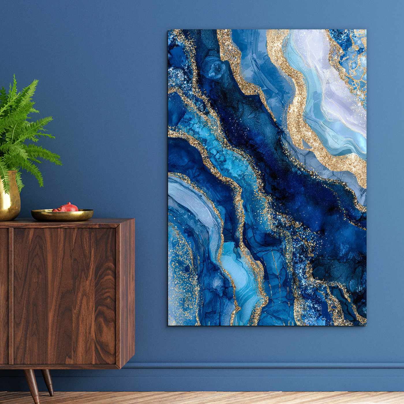 Imitation of marble painting - Blue agate