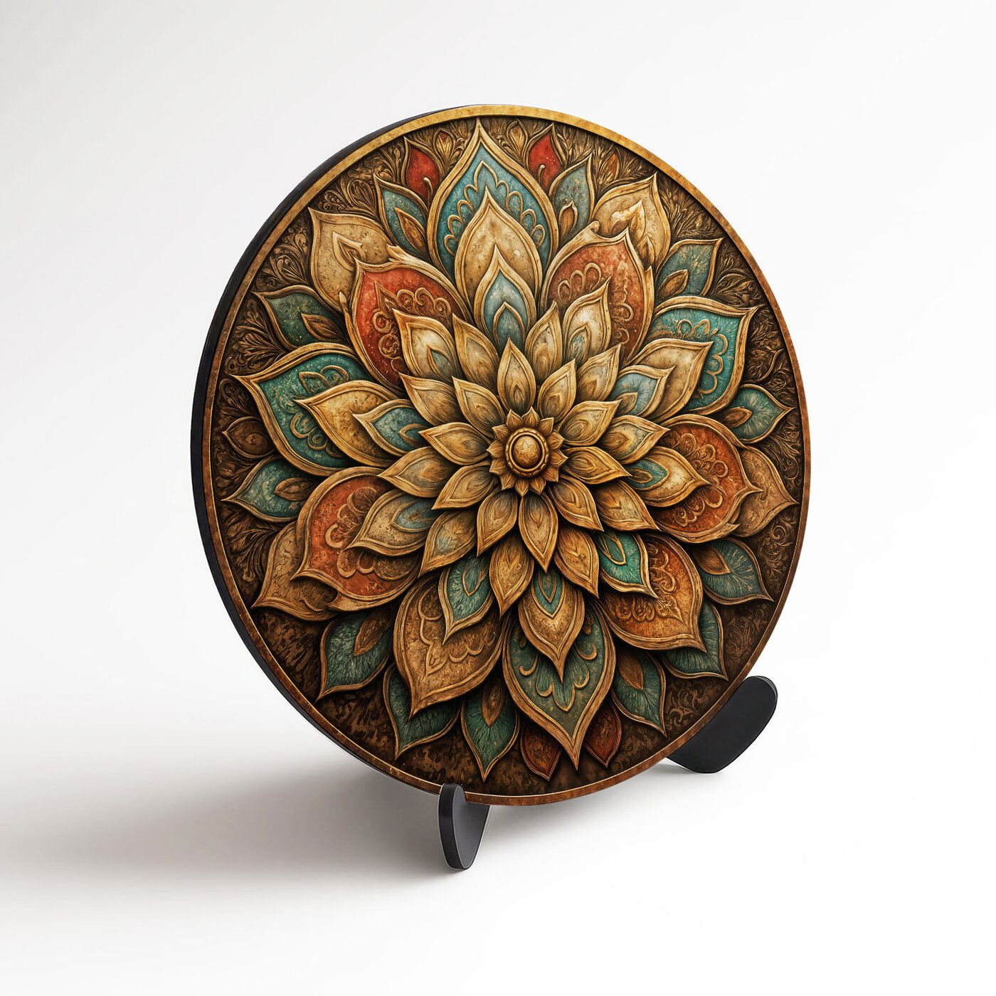 Wooden round mandala - Shanti