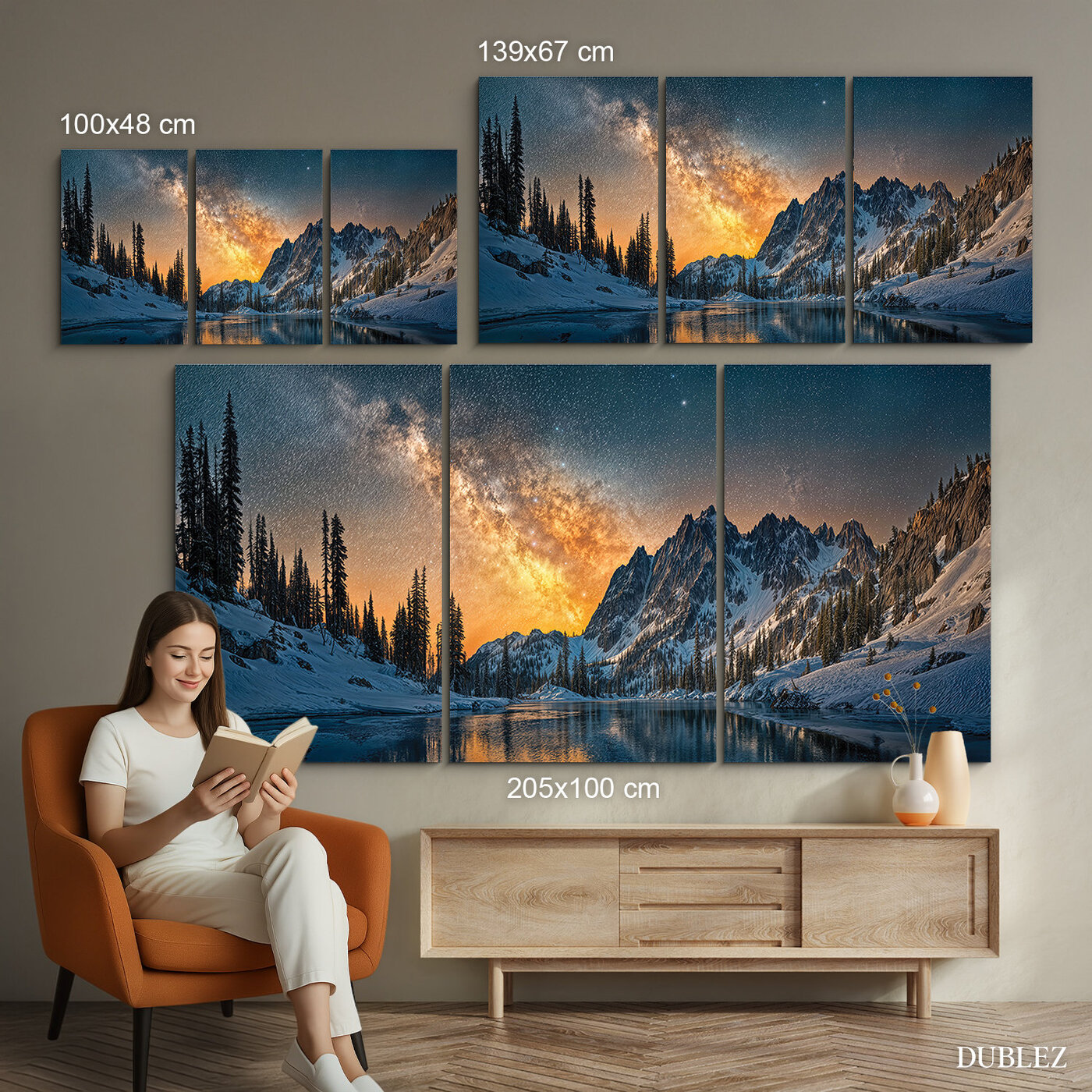 Viacdielny panoramatický obraz hôr 