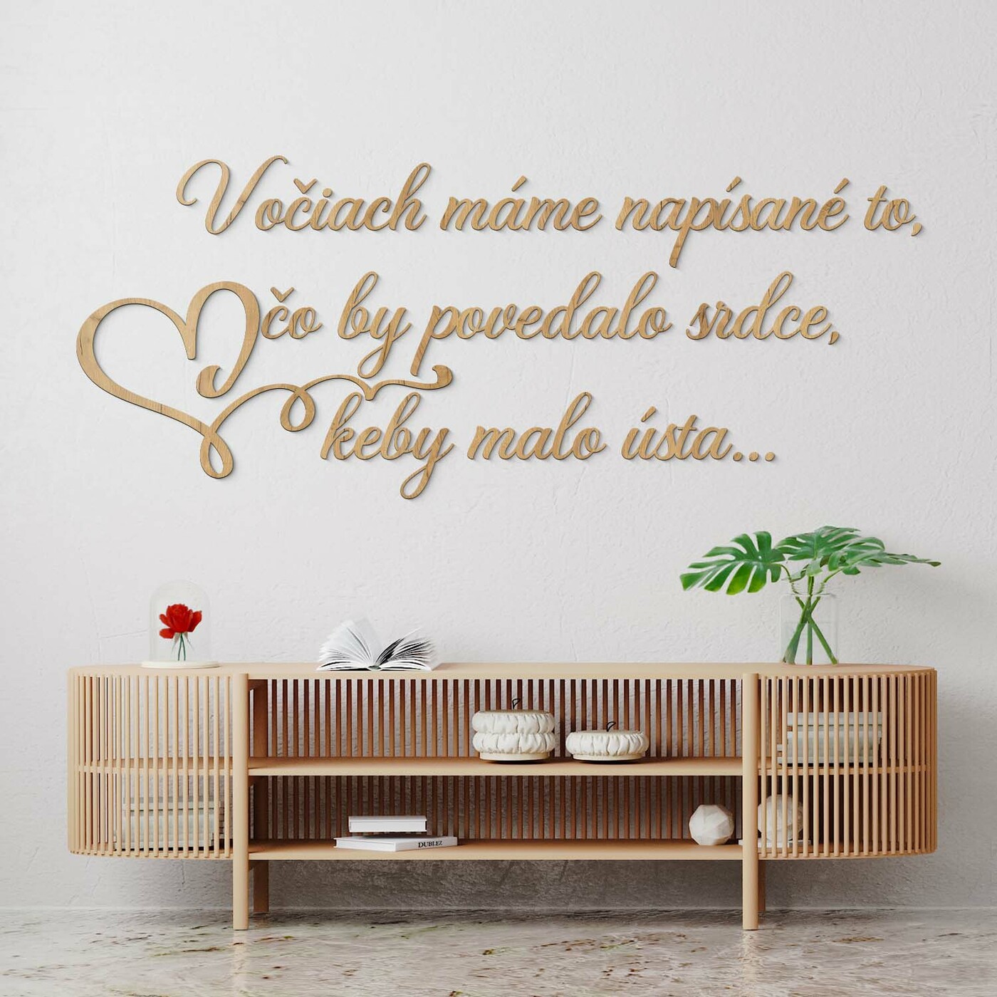 Drevený citát o láske na stenu - Srdce | Dub zlatý