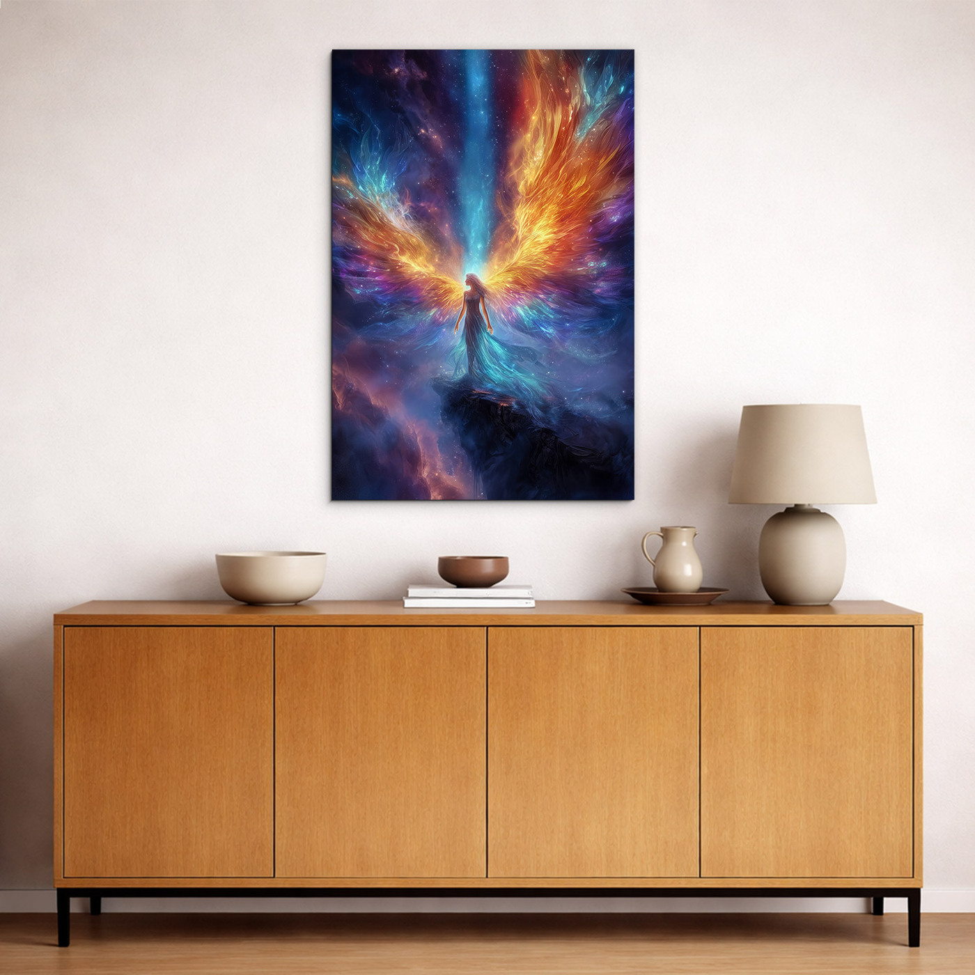 Drevený obraz anjela - Nebeský ochranca