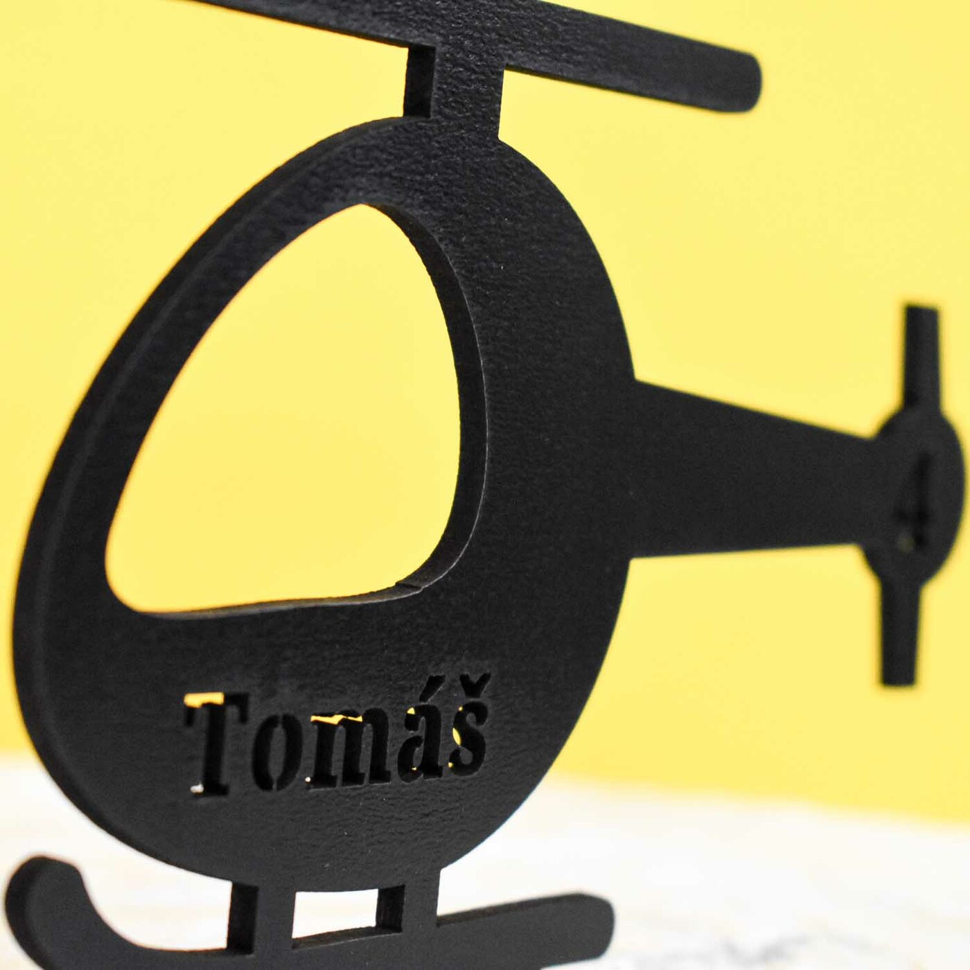 Detský zápich do torty s menom a vekom - Vrtuľník / Helikoptéra | Čierna