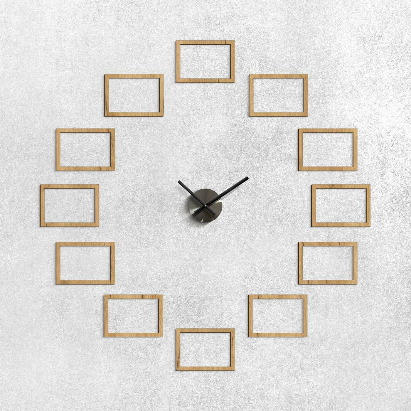 Stick-On Clock with Photo Frames | Gold Craft Oak