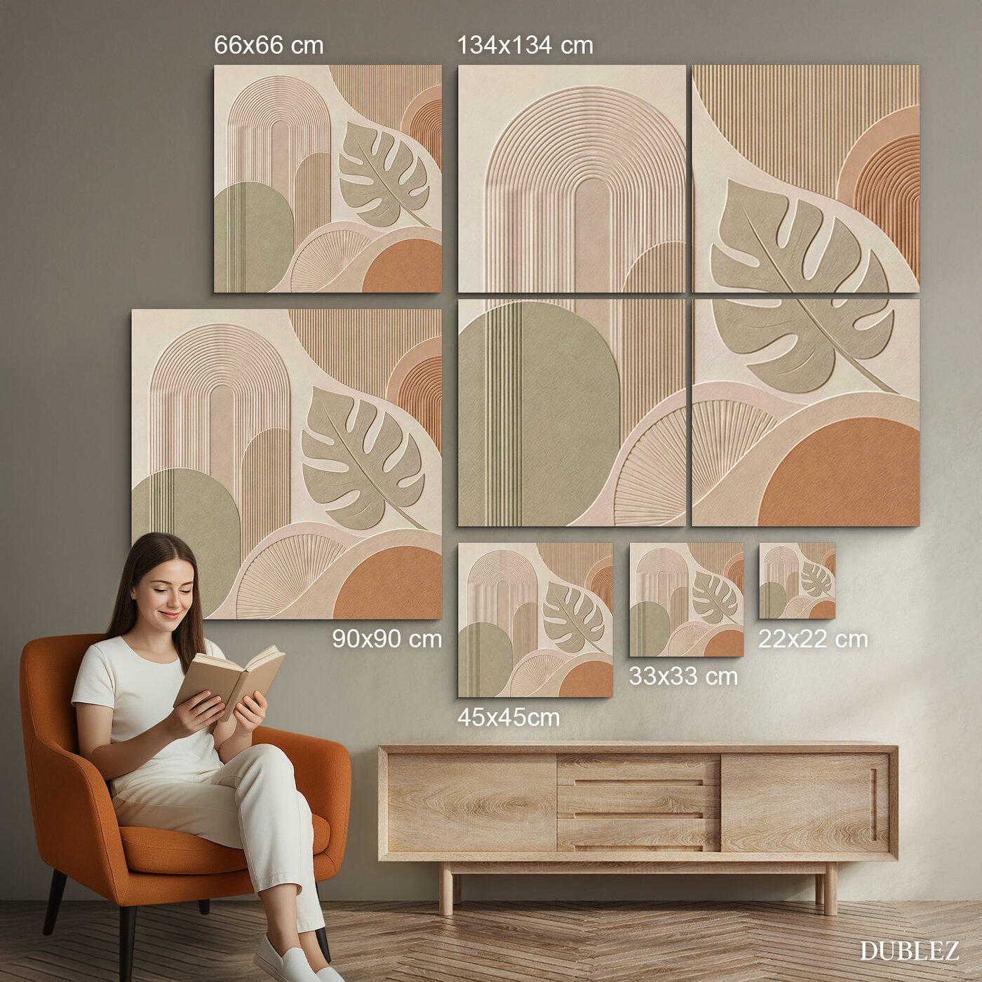 Wooden picture with tropical design - Atria | 134x134 cm
