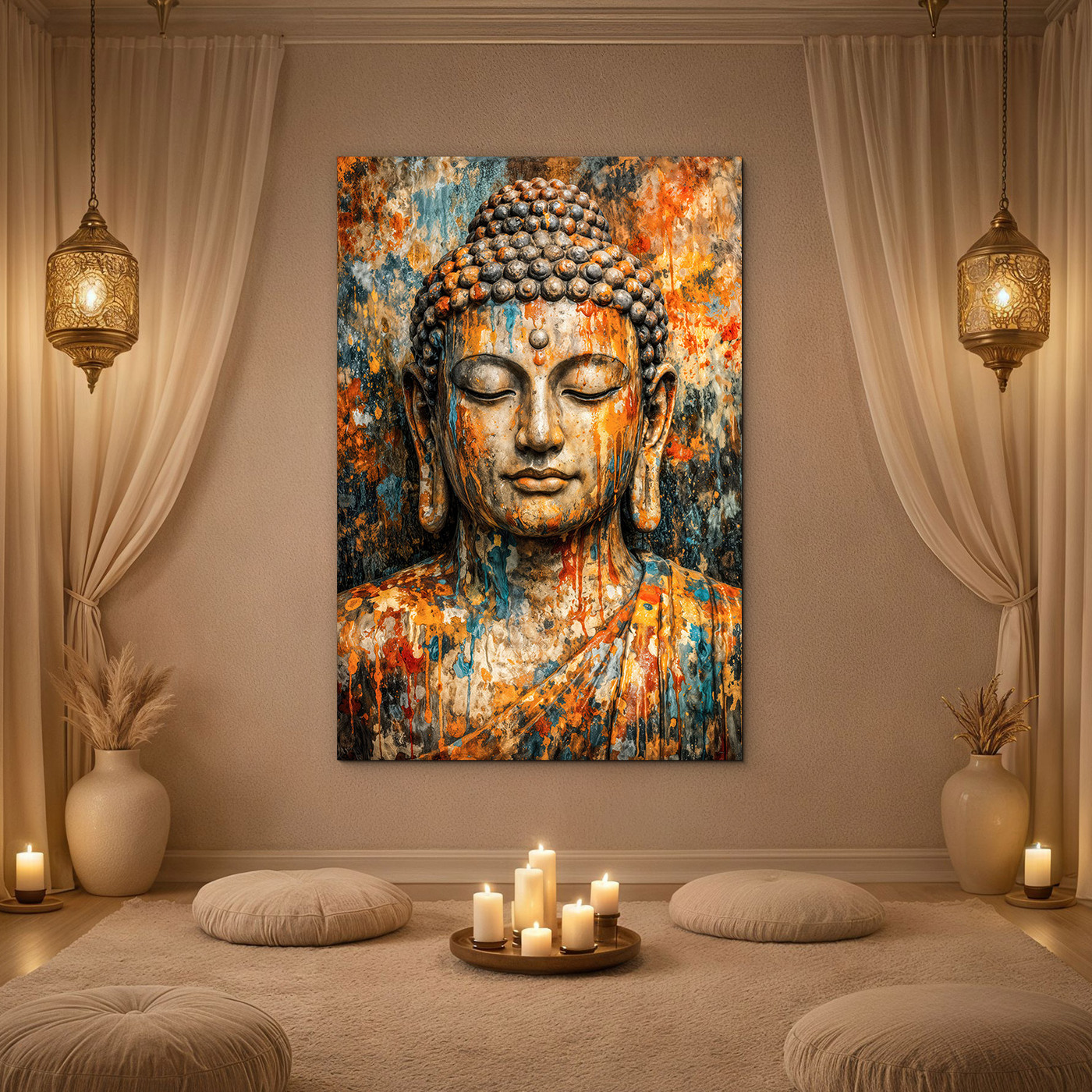 Wooden wall art - Buddha in colors