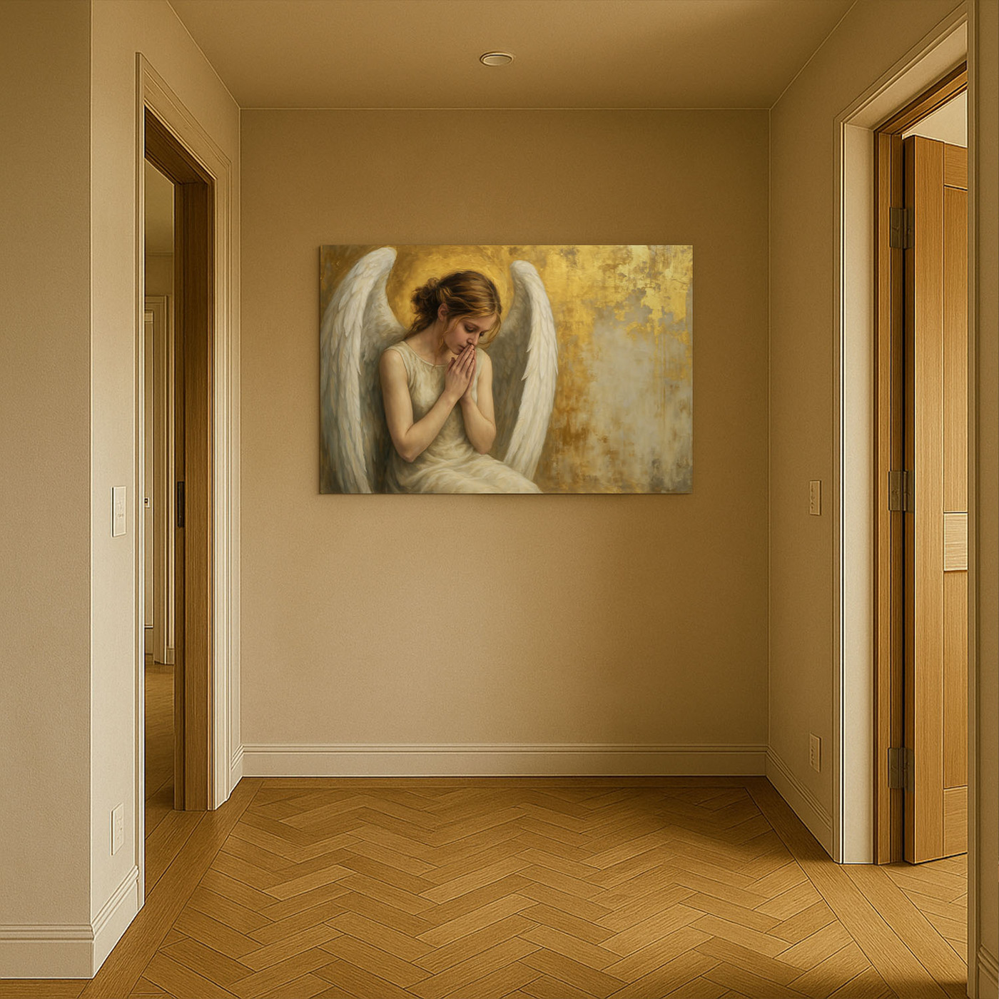 Zlatý dřevěný obraz - Anděl