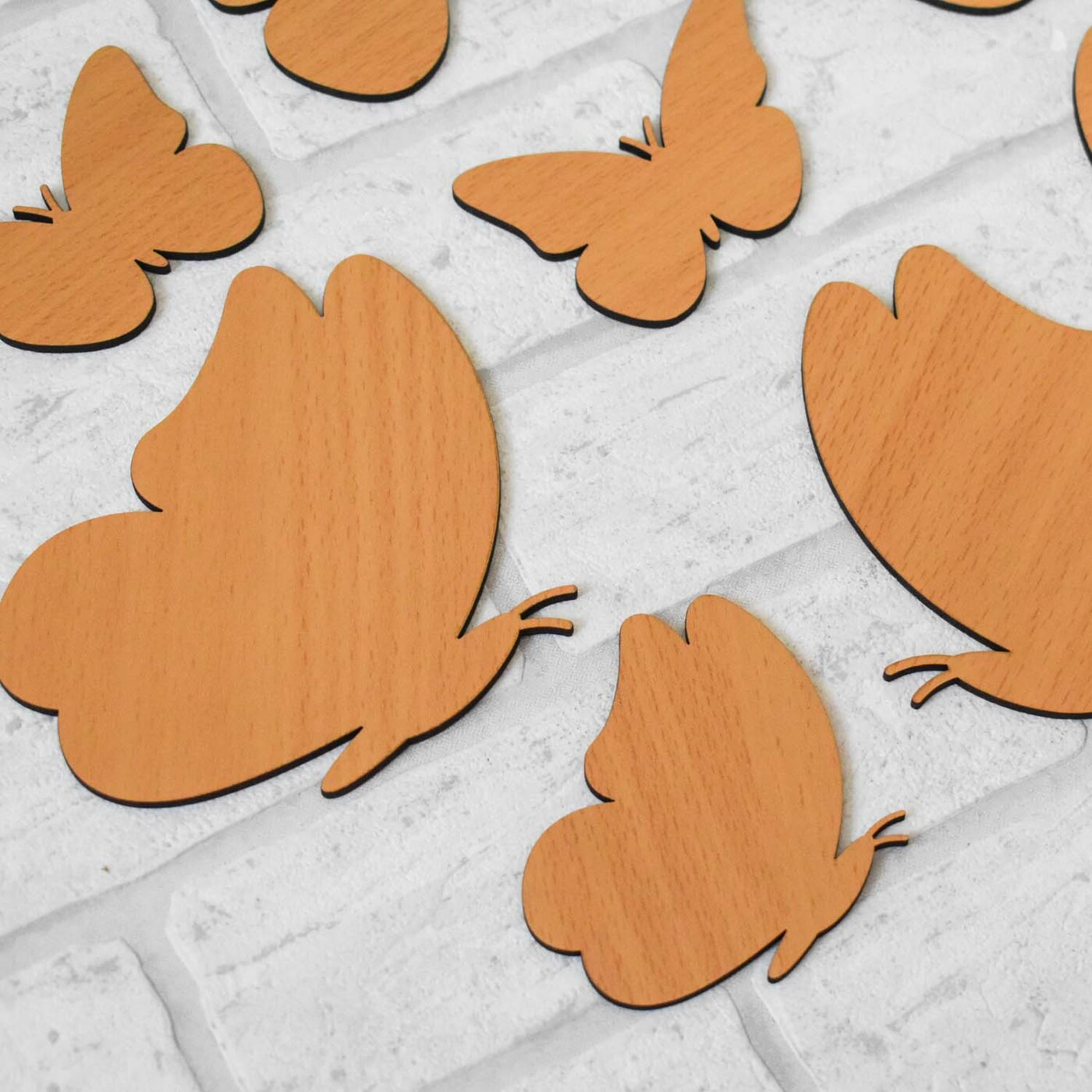 Decorative 3D Butterflies on the Wall 6 pcs | Beech