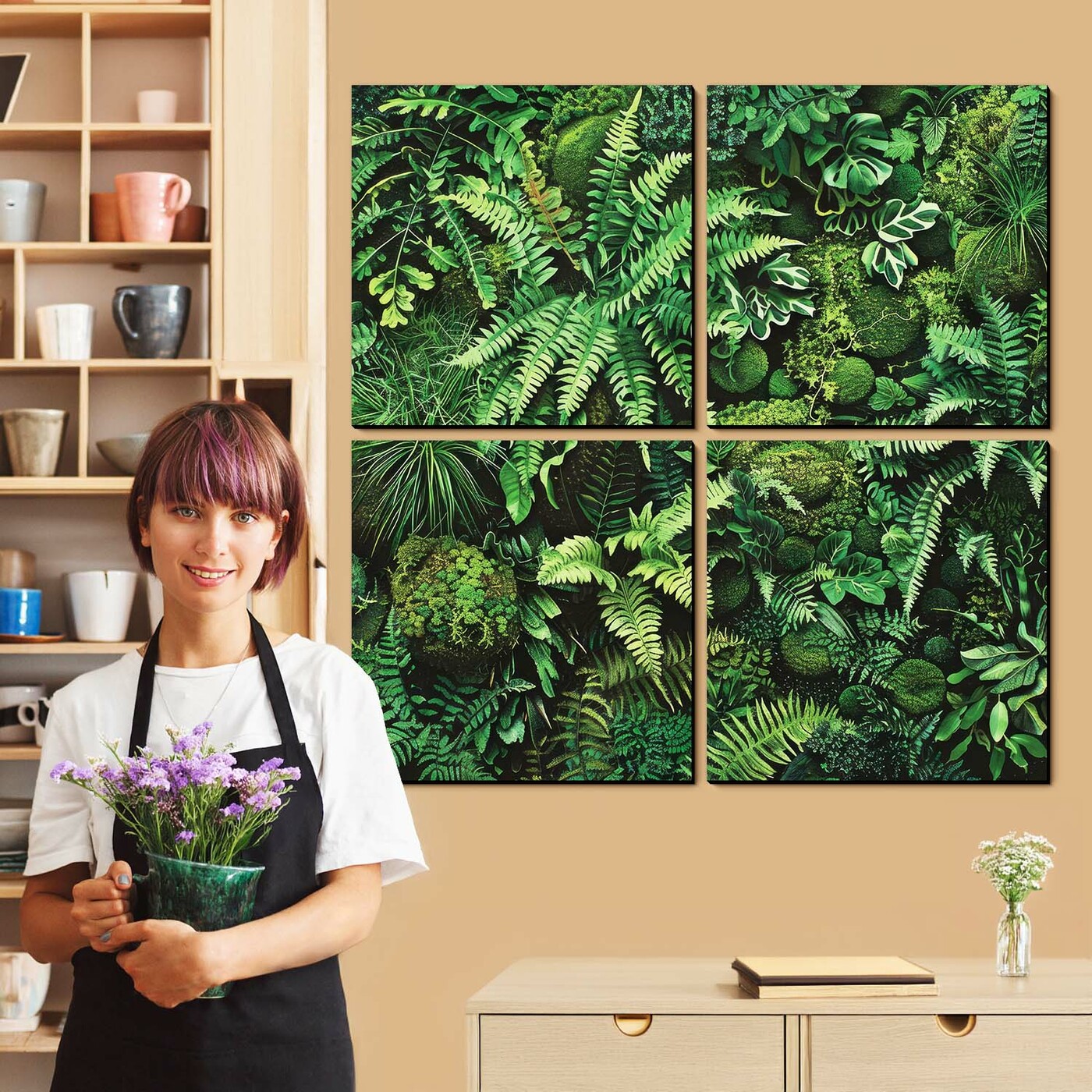 Dřevěný obraz na zeď - Džungle | 134x134 cm