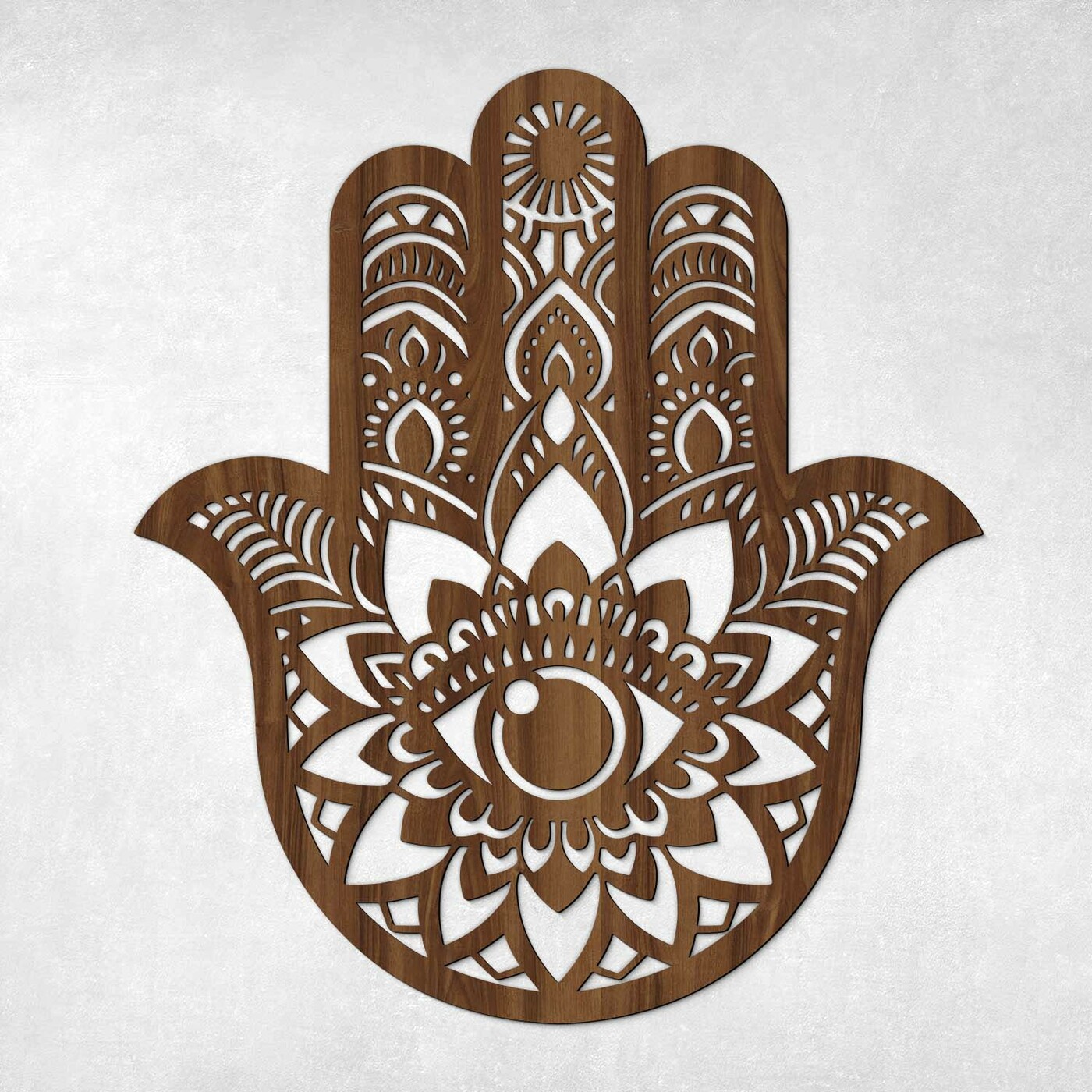Wooden Picture of Symbol - Hand of Fatima | Walnut
