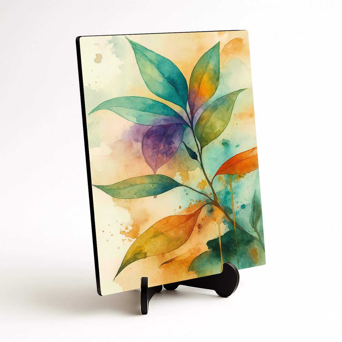 Fából készült levélkép - Akvarell botanikai