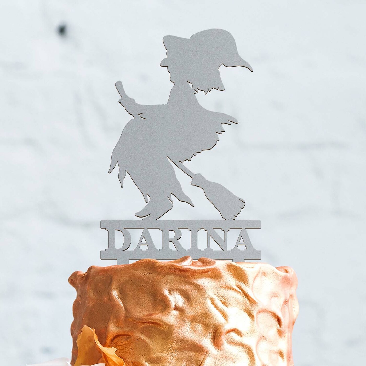 Halloweenská ozdoba na tortu - Bosorka | Strieborná