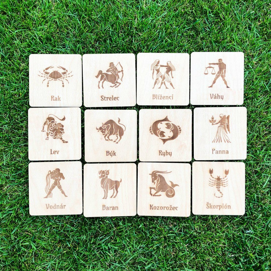 Sada 12 ks podložiek pod pohár: Znamenia zverokruhu + stojan zdarma