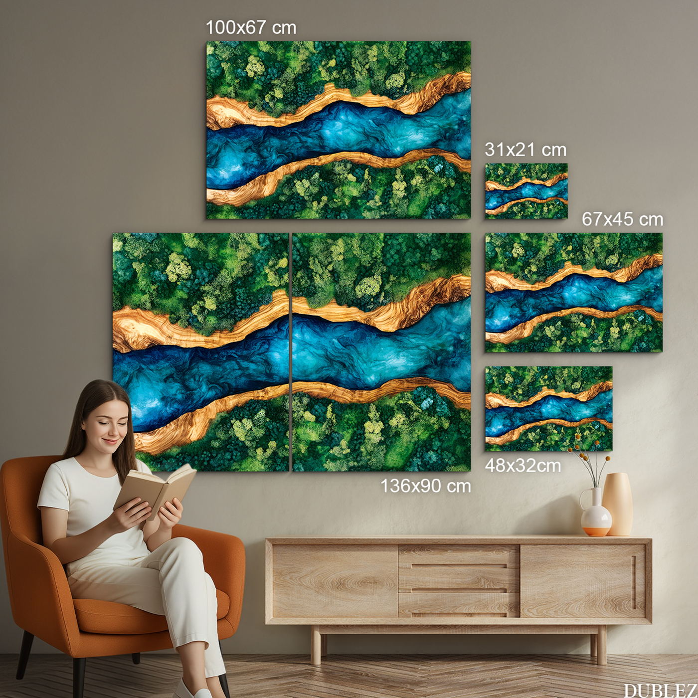 Printed Moss and Epoxy Wall Art - Nature