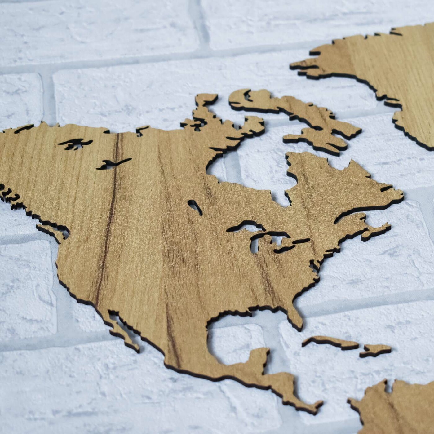 Wooden 3D World Map on the Wall | Gold Craft Oak