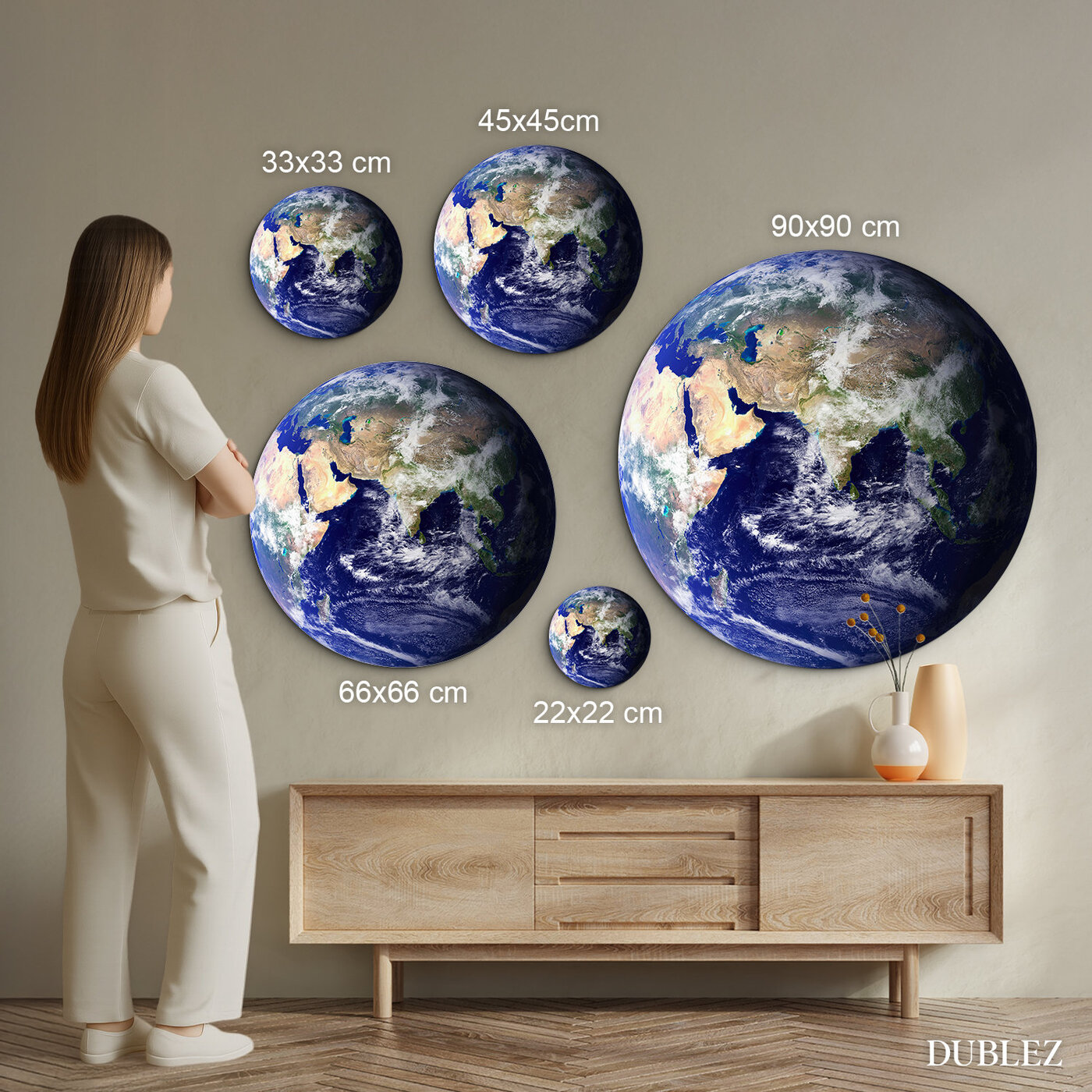 Zemeguľa - Okrúhly obraz z dreva