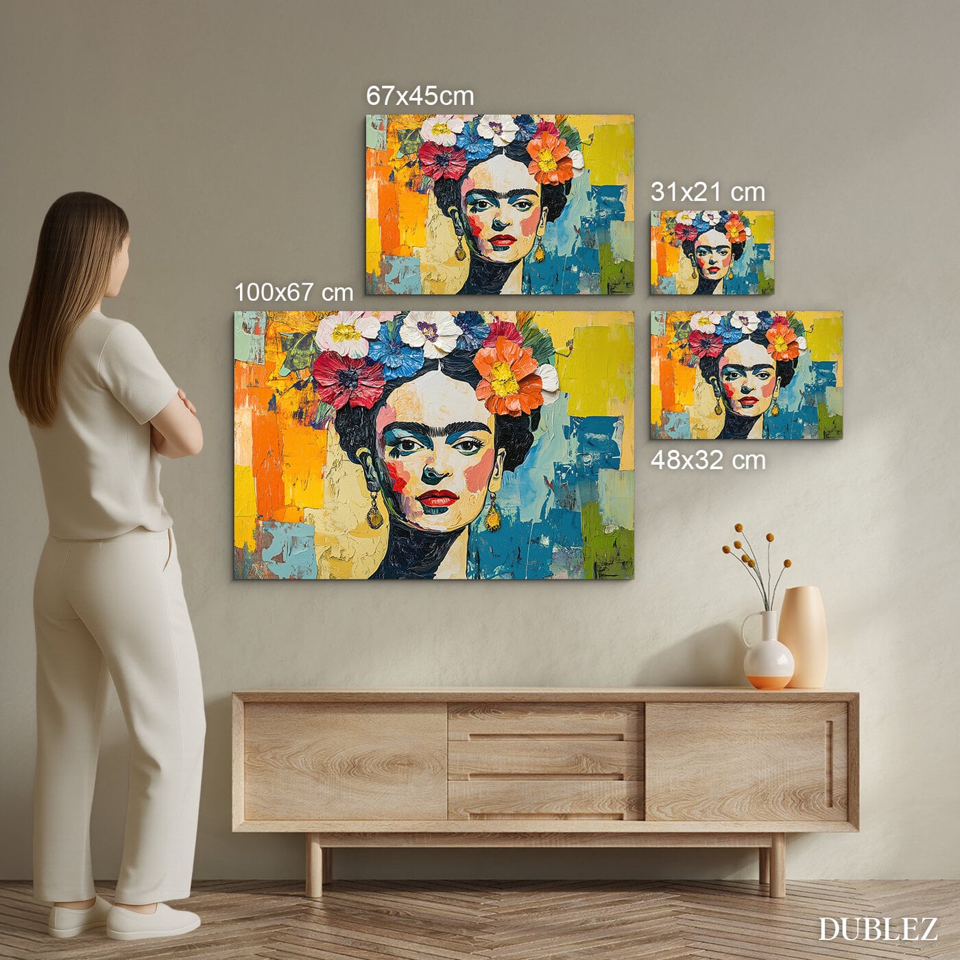 Wooden Wall Art - Frida Kahlo in Color