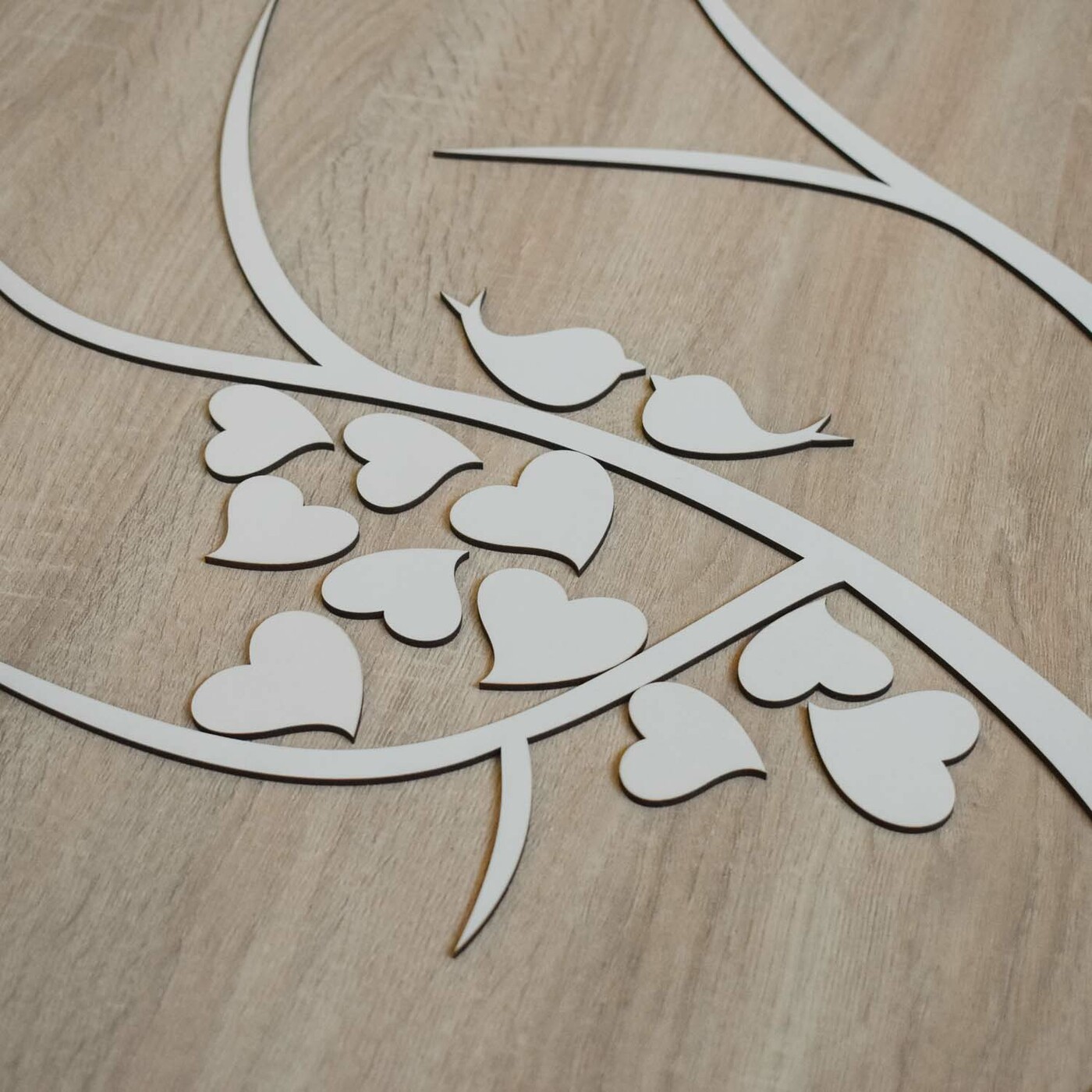 Velká svatební kniha hostů – Ptáčata | Bílá / Dub Sonoma