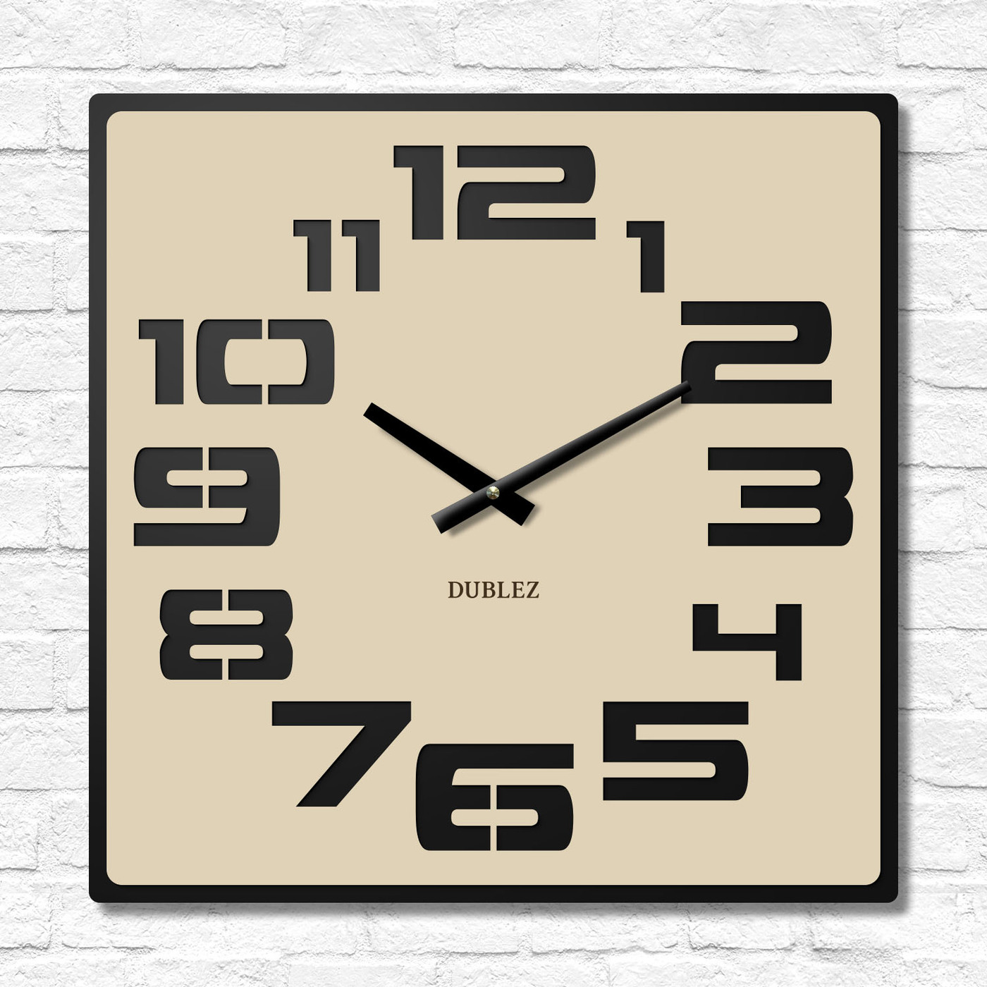 Square clock with large numbers - Noir Number | Beige
