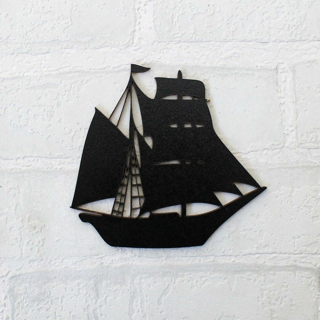 Wooden Wall Sticker - Ship | Black