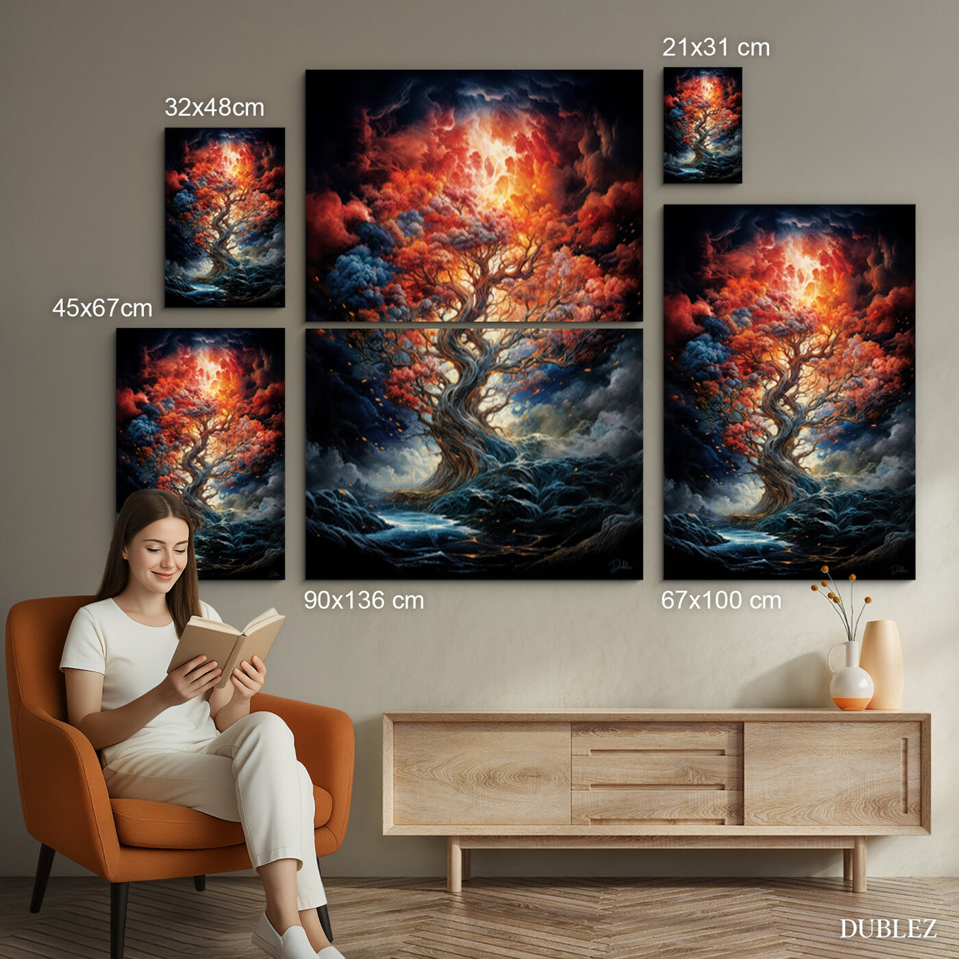 Drevený obraz - Strom živlov | 90x136 cm