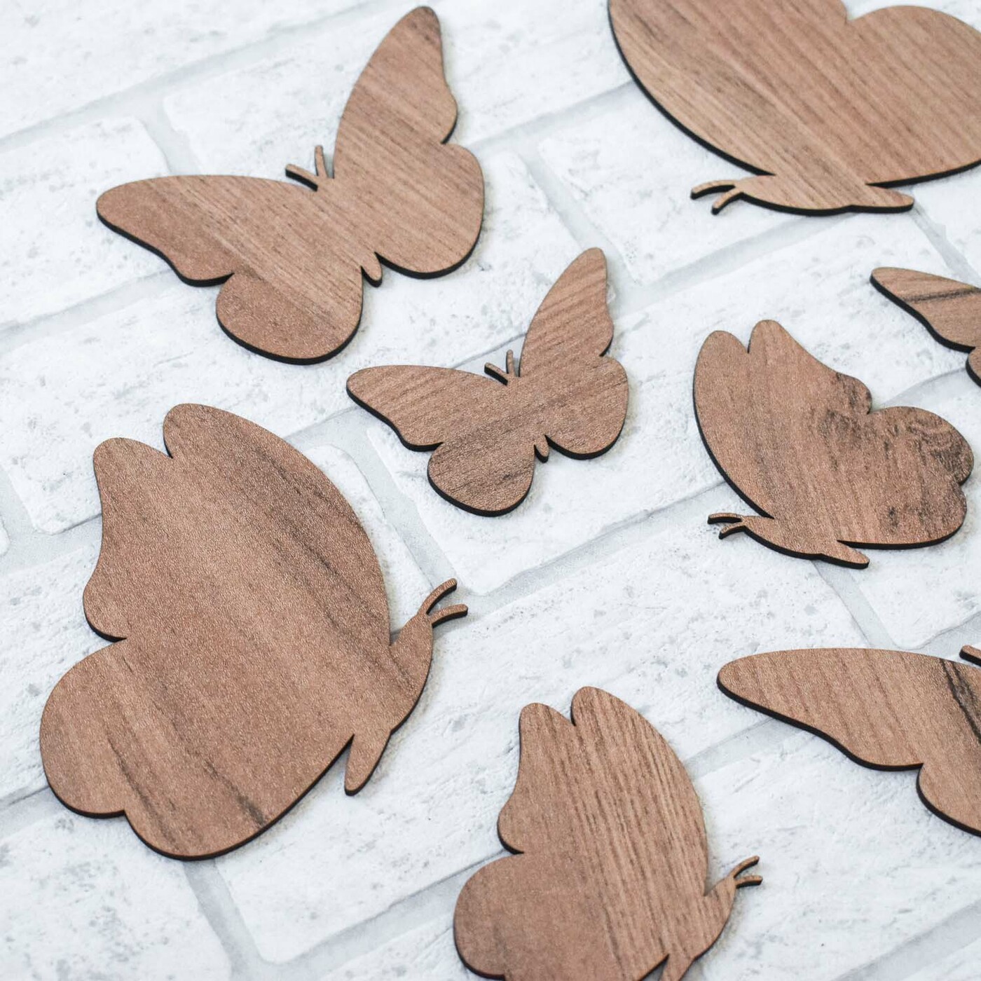 Decorative 3D Butterflies on the Wall 6 pcs | Tobacco Oak