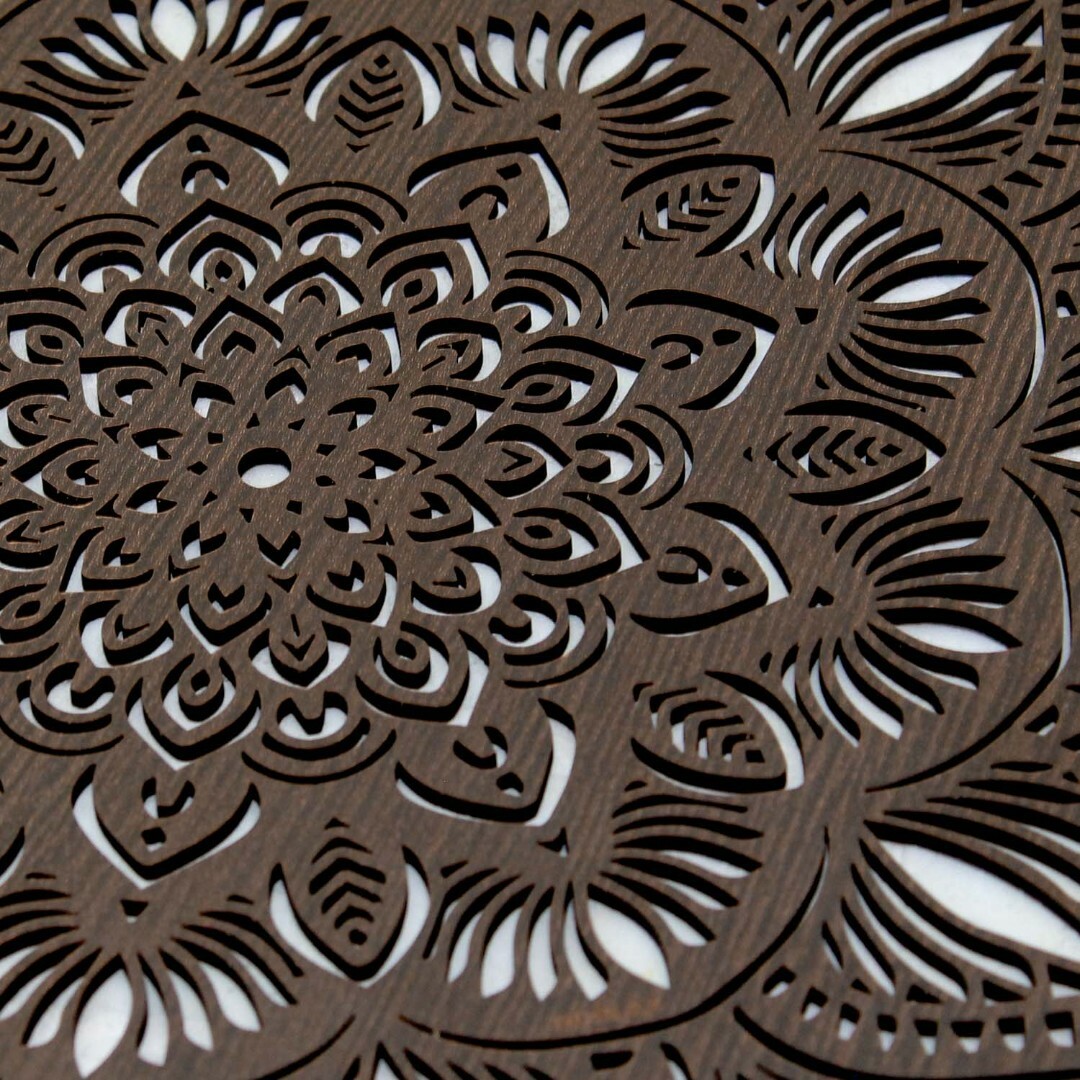 Vyrezávaná 3D Mandala - lotosový kvet | Wenge