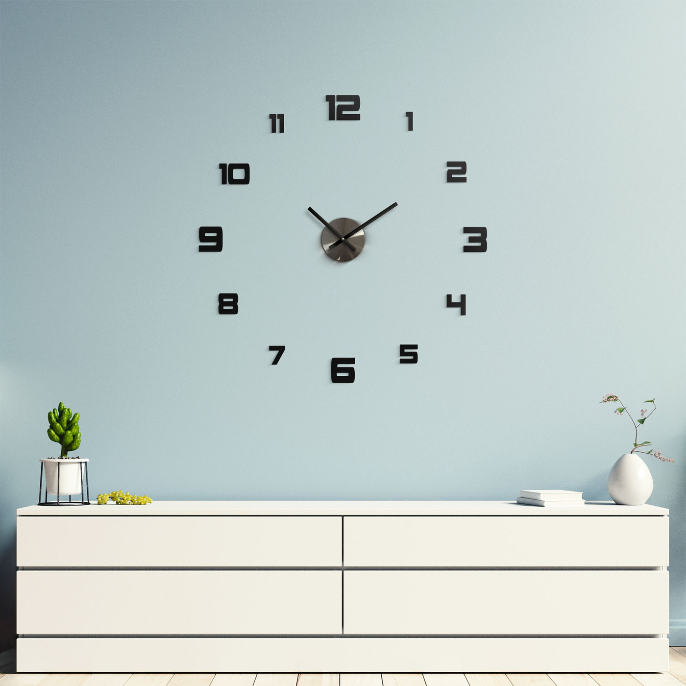 Nalepovacie hodiny z dreva - Victoria | Čierna