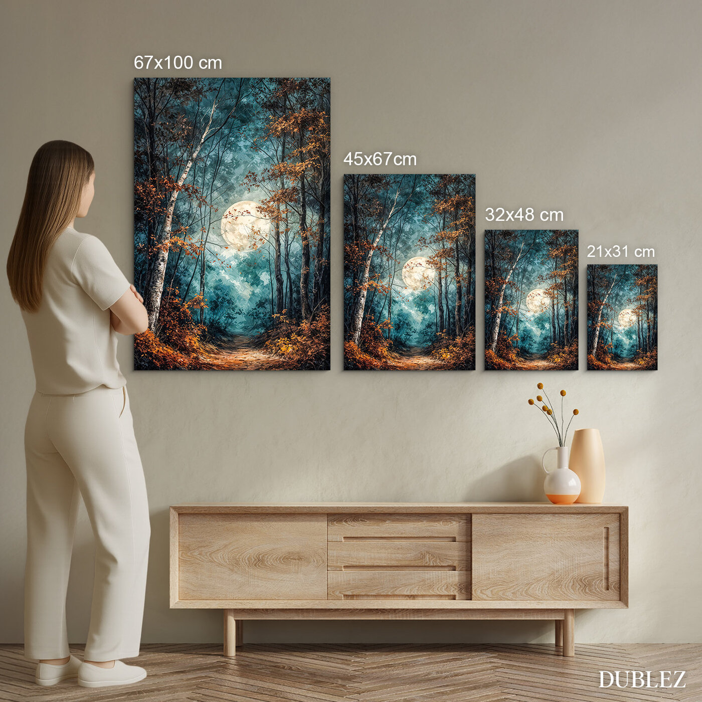 Drevený obraz - Mesačný les