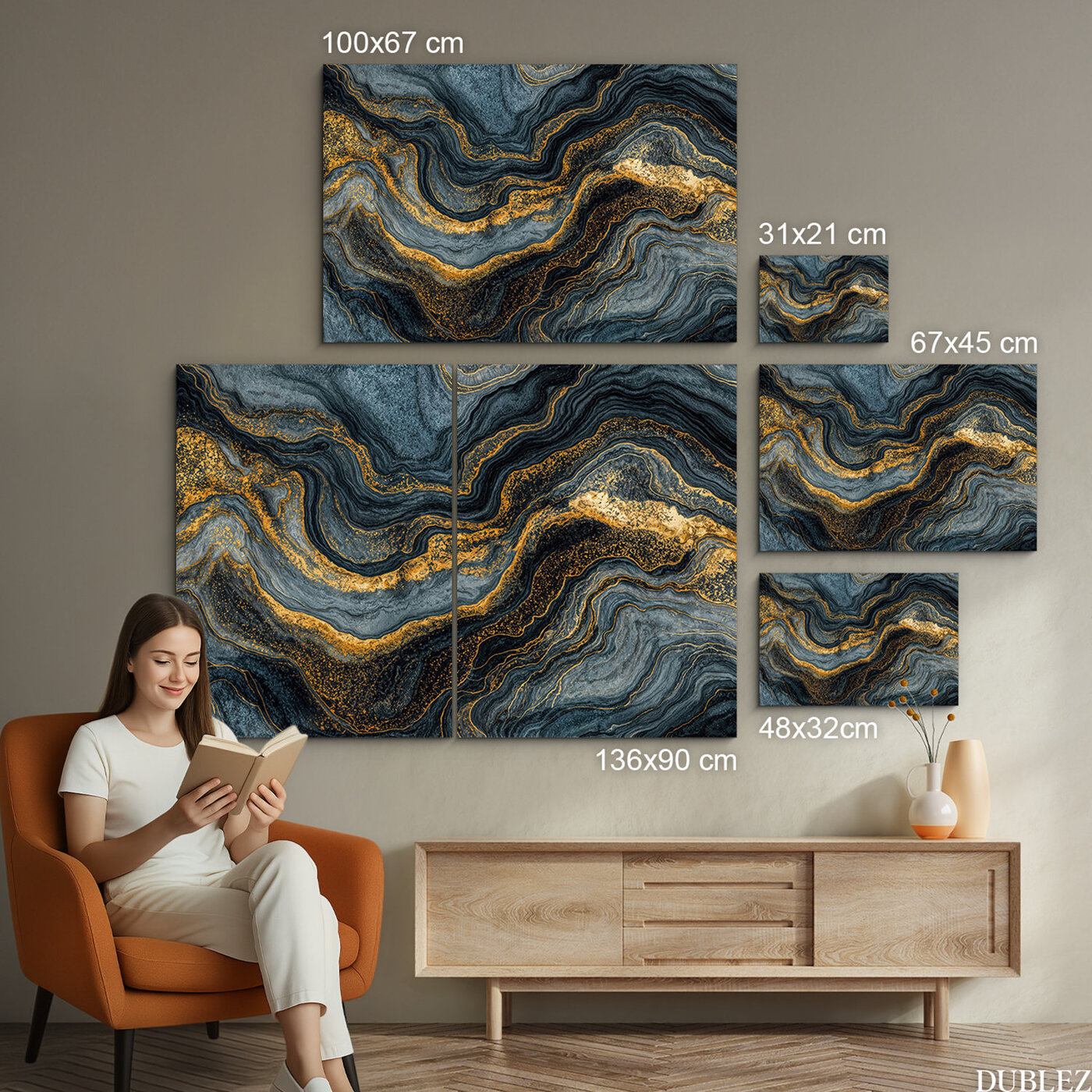 Abstraktný obraz - Zlaté žily mramoru