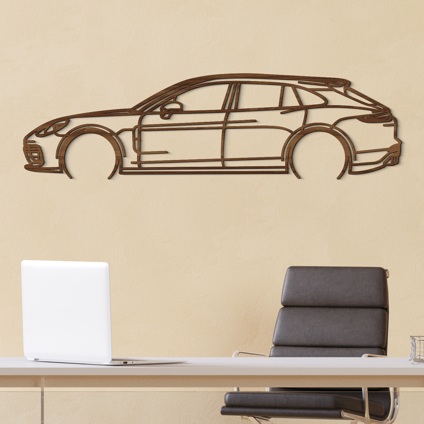 Cut-Out Wall Art - Porsche Cayenne | Walnut