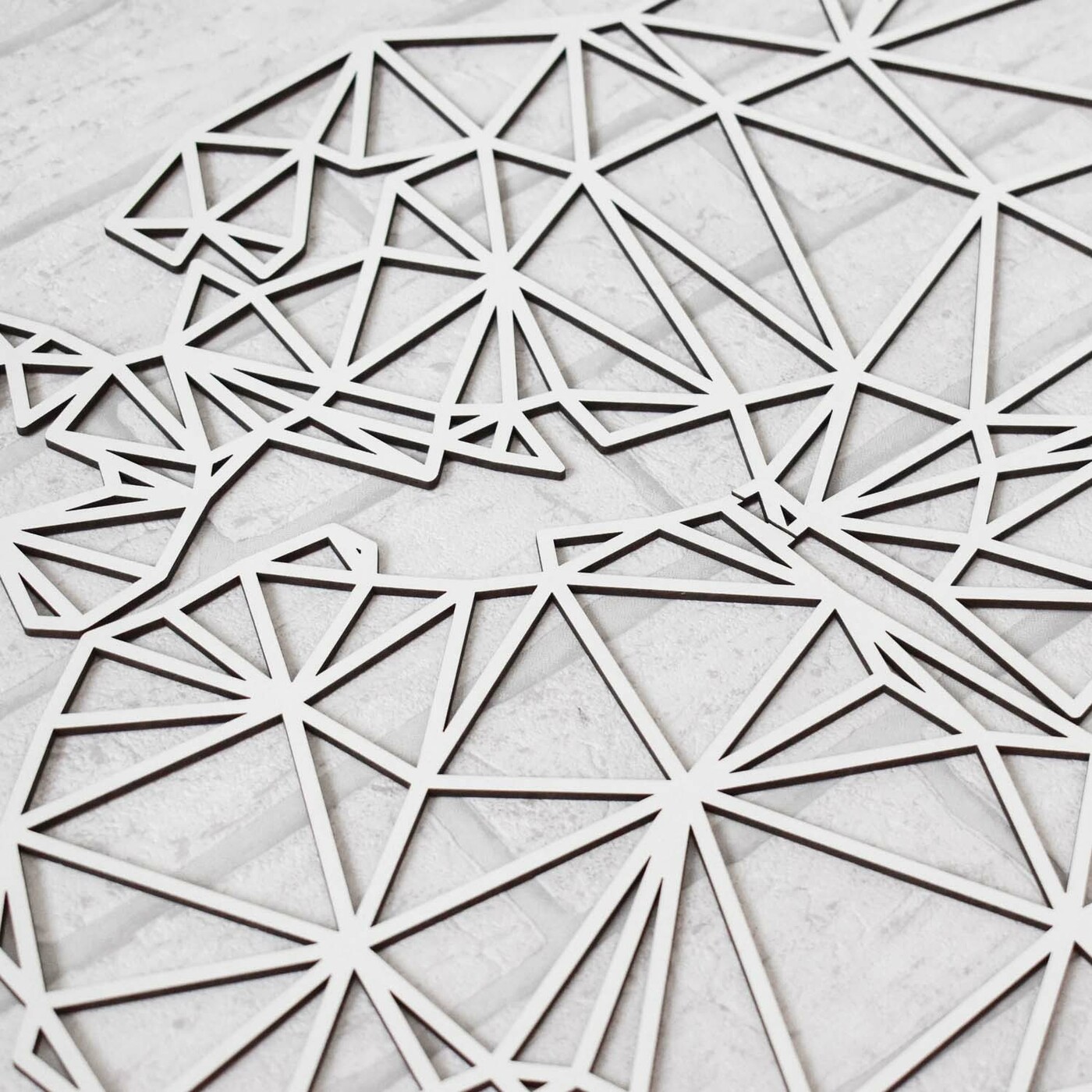 Fali 3D világtérkép - Poligonális atlasz  | Fehér