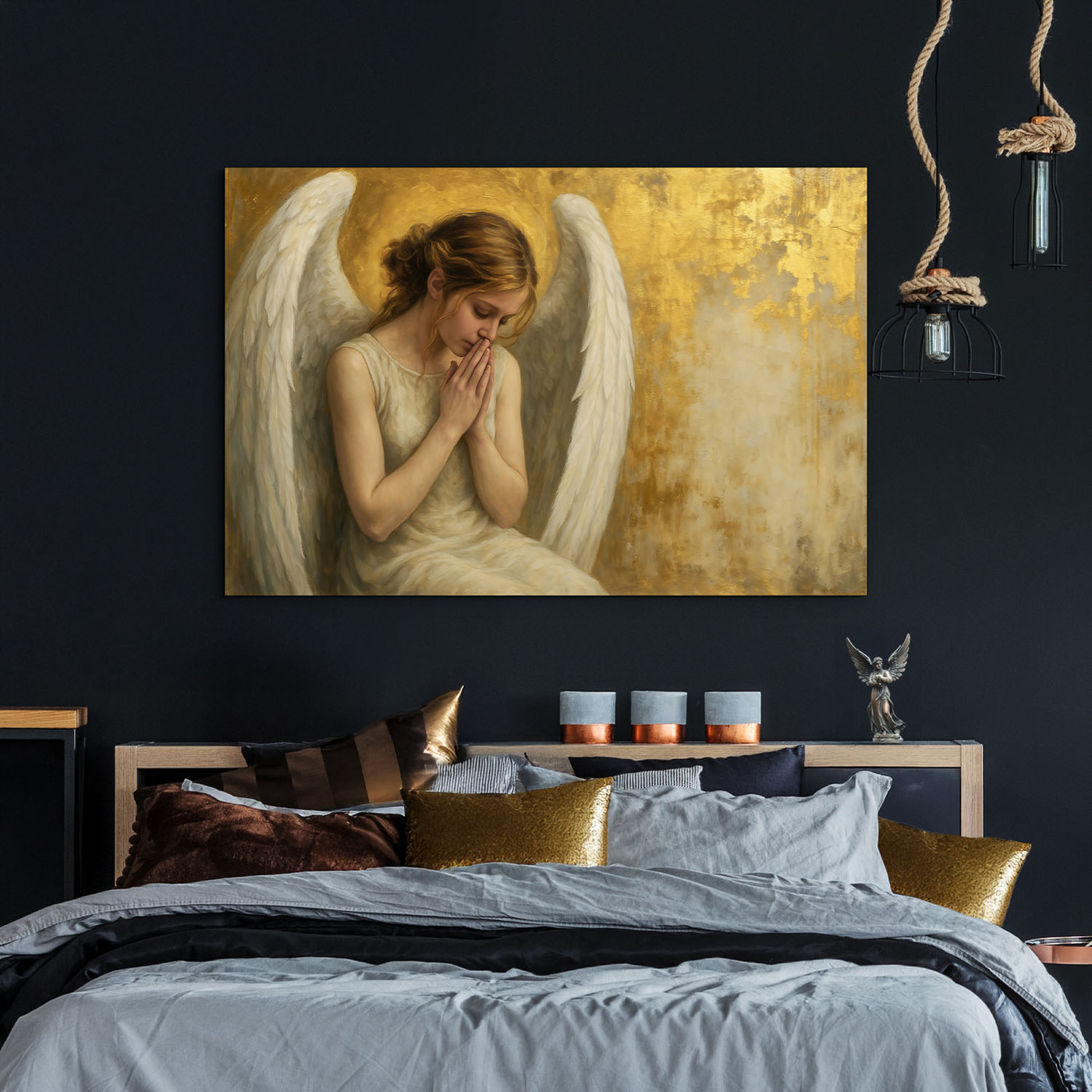 Zlatý dřevěný obraz - Anděl
