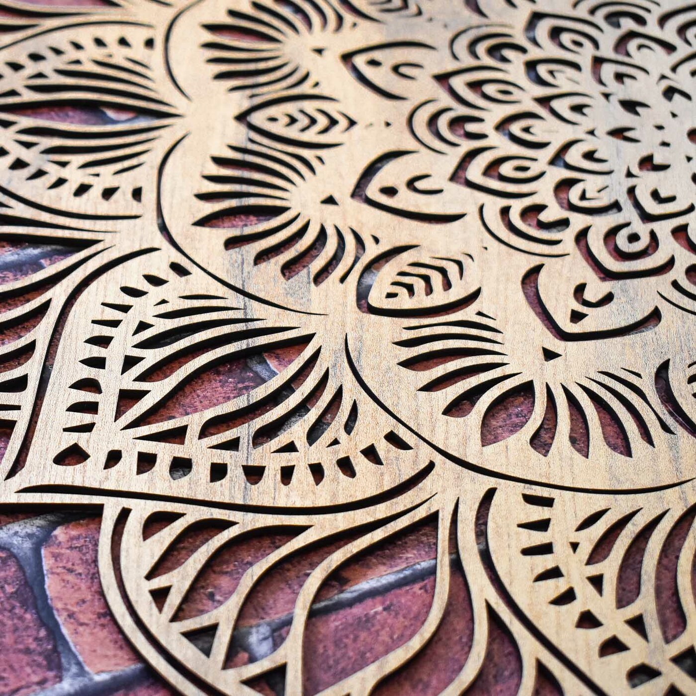 Vyrezávaná 3D Mandala - lotosový kvet | Dub zlatý