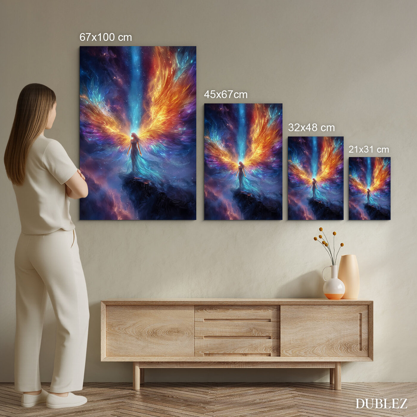 Drevený obraz anjela - Nebeský ochranca