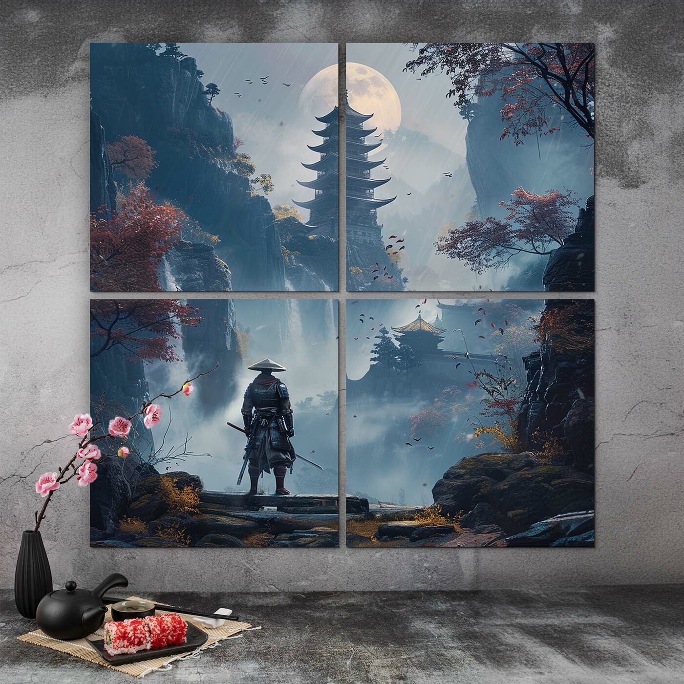 Wooden Wall Art - Samurai in the Mountains | 134x134 cm