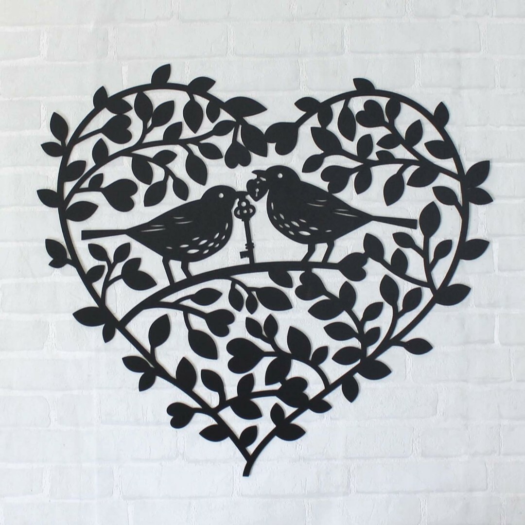 Wooden Wall Sticker - 2 Birds | Black