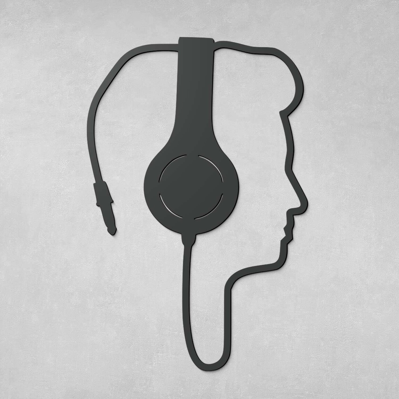 Wooden Wall Art of Music - Man with Headphones | Anthracite Gray