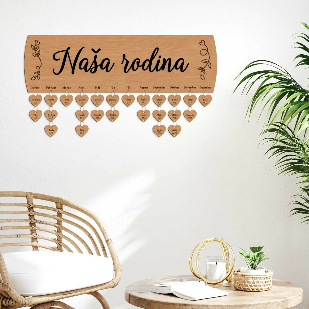 Drevený rodinný kalendár - Naša rodina | Buk