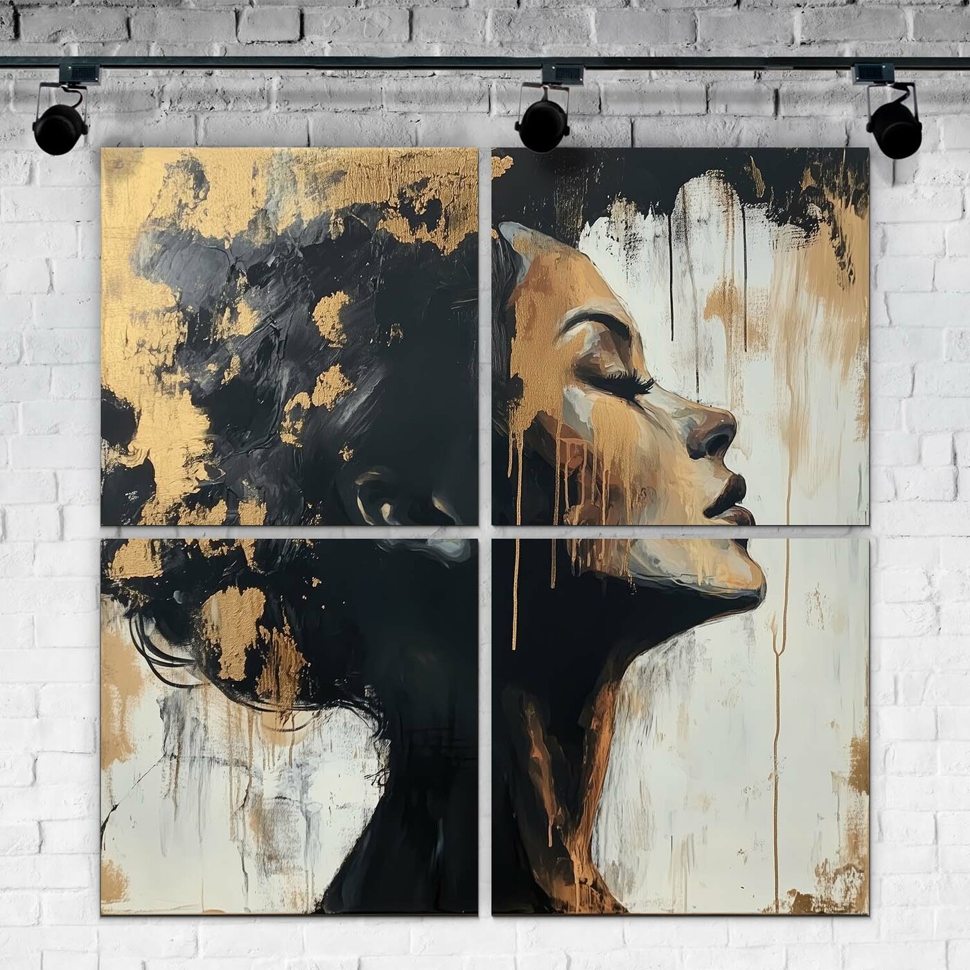 Gold Picture of Woman Made from Wood | 134x134 cm