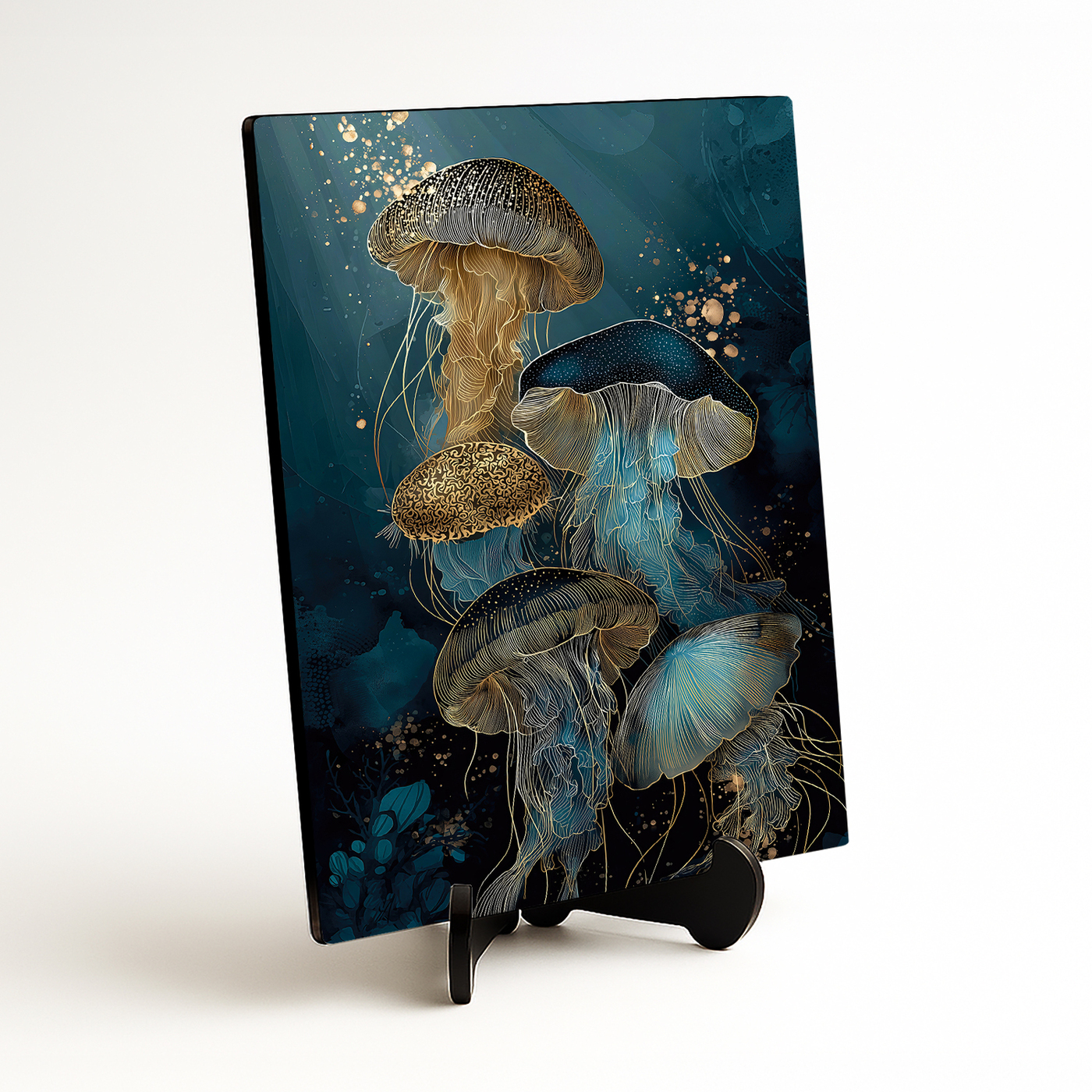 Golden blue painting - Jellyfish