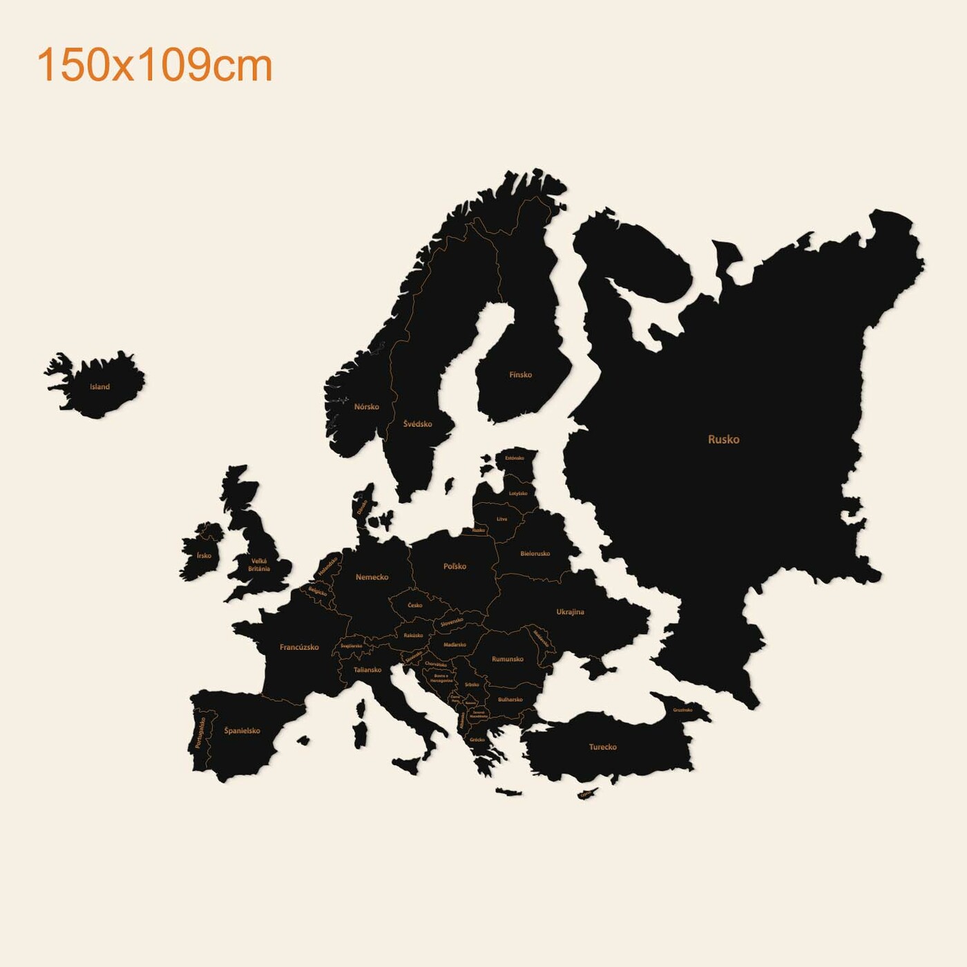 Mapa Európy na stenu s názvami štátov | 150x109 cm