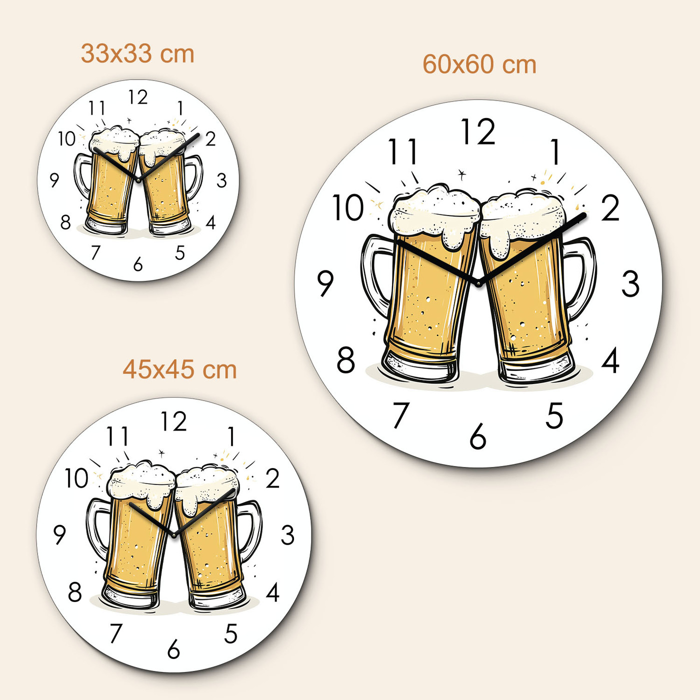 Nástenné hodiny - Čas na pivo | 60x60 cm