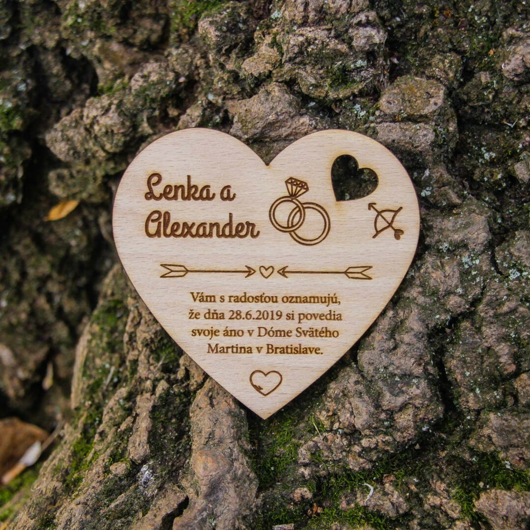 Svadobné oznámenie - srdce 
