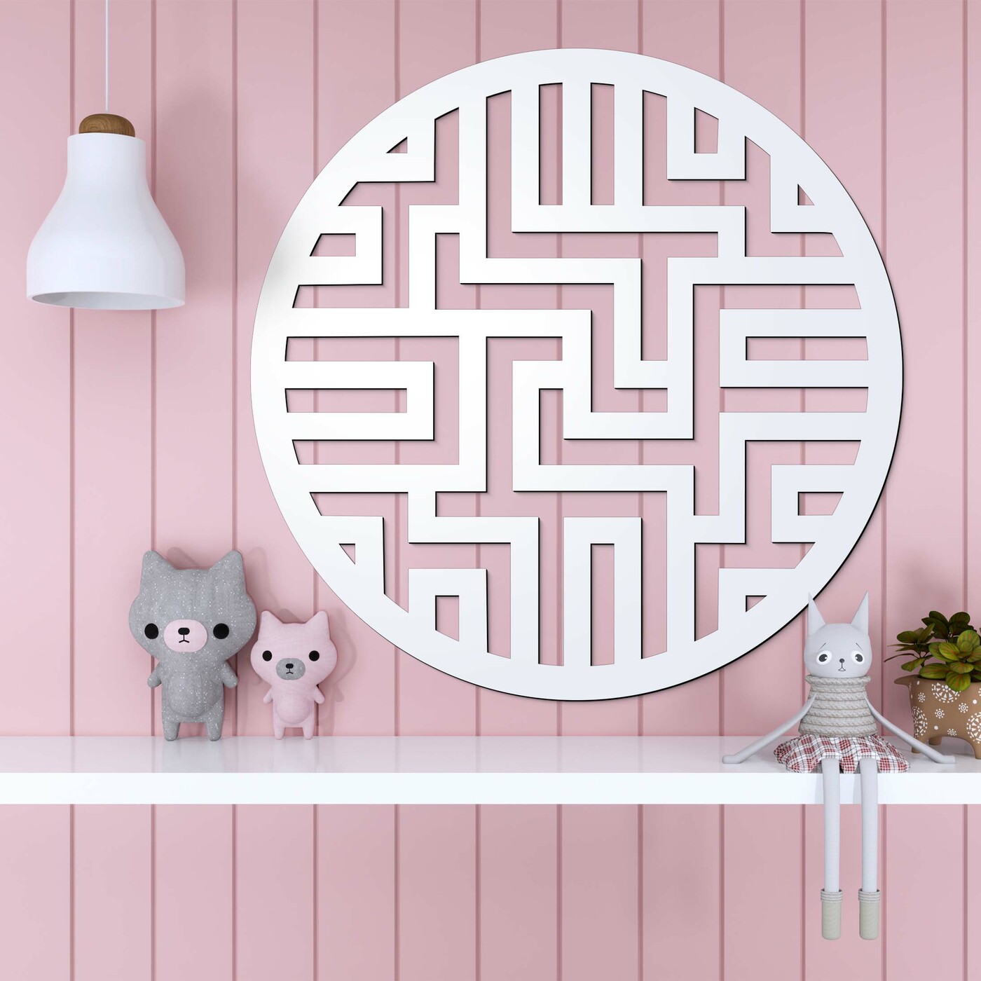 Circular Wall Art - Labyrinth | White