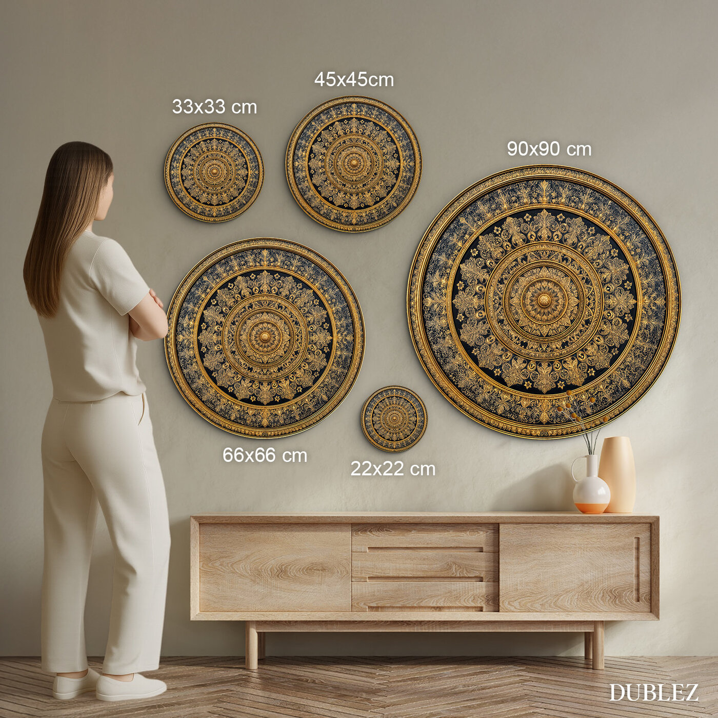 Zlatohnědá mandala na zeď - Royal