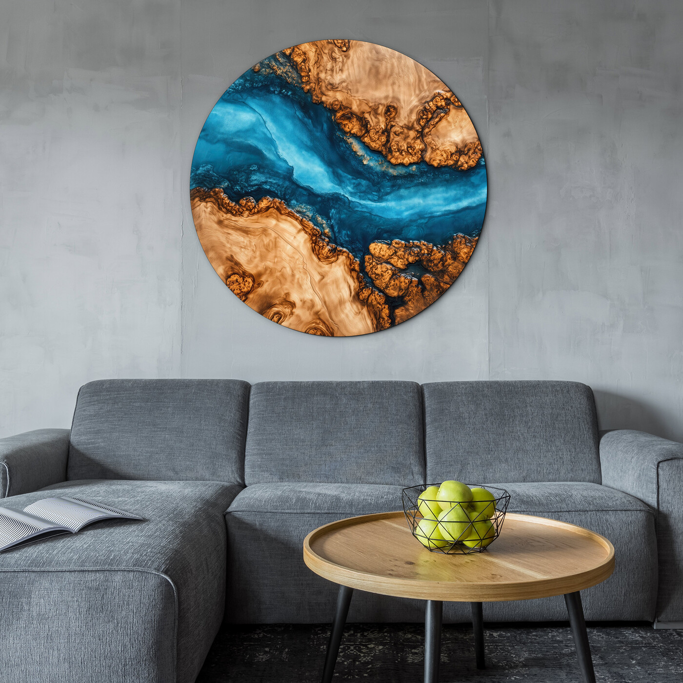 Barevný obraz na dřevě - Azure