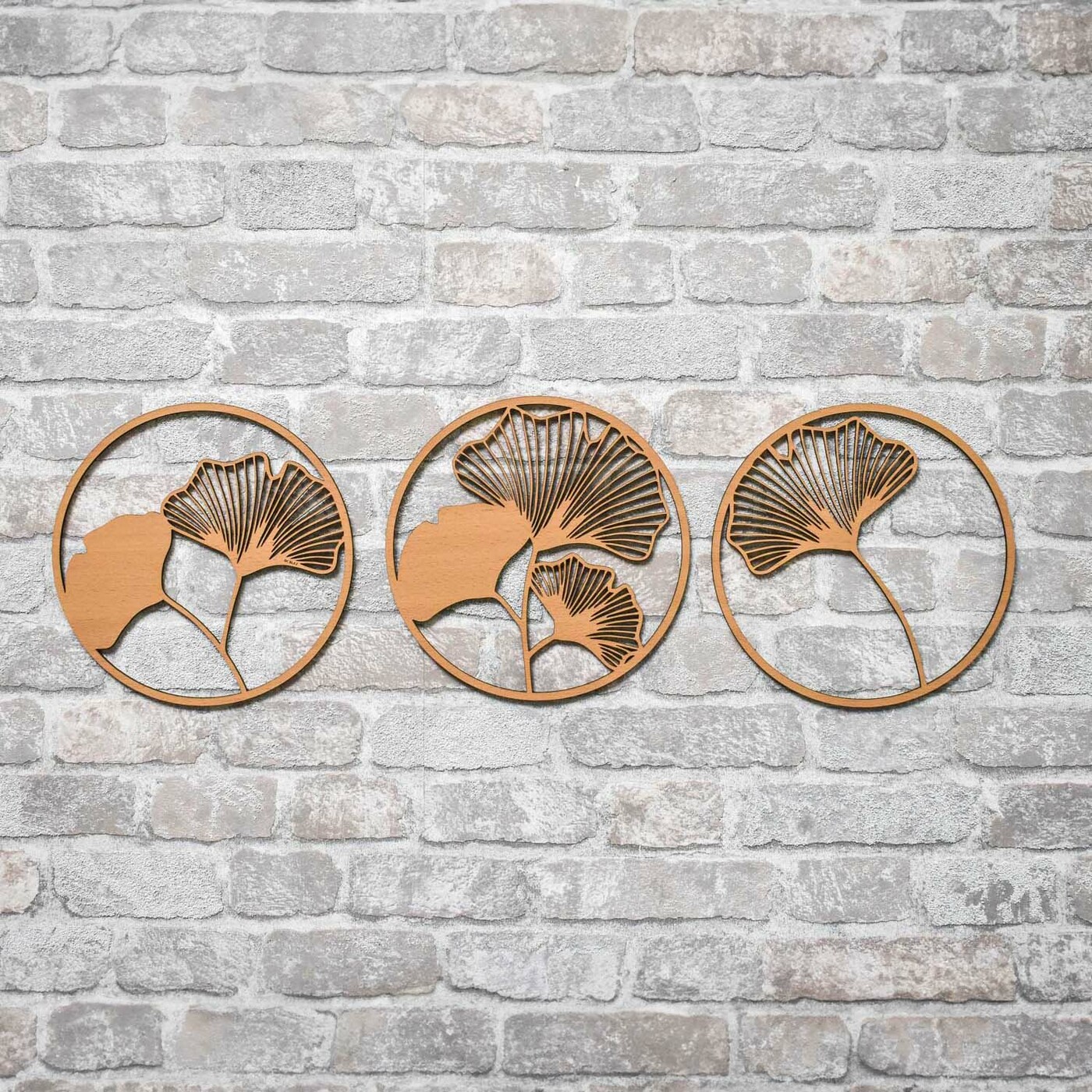 3-dielna drevená dekorácia - Ginkgo | Buk
