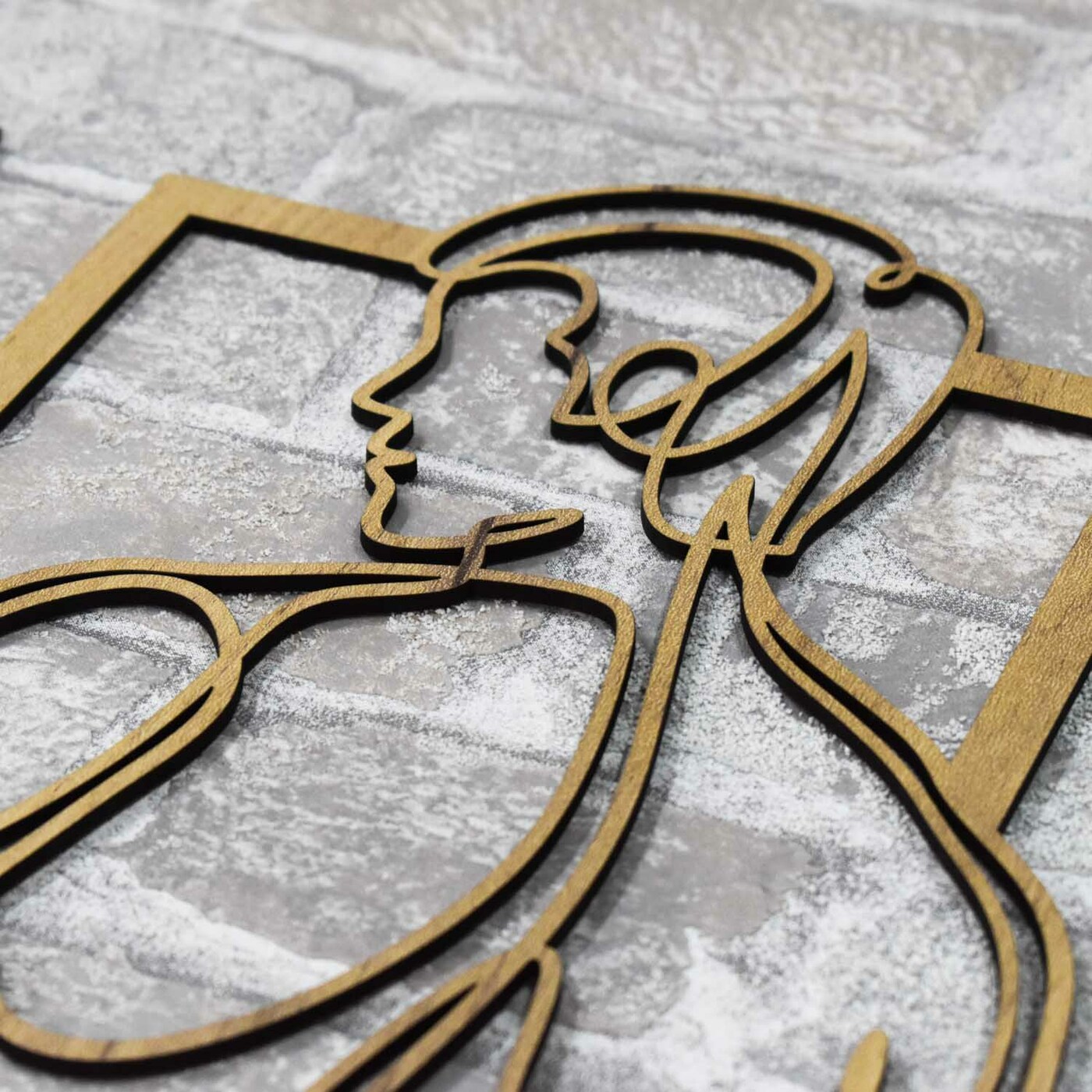 Wooden Wall Art - Man and Woman | Gold Craft Oak