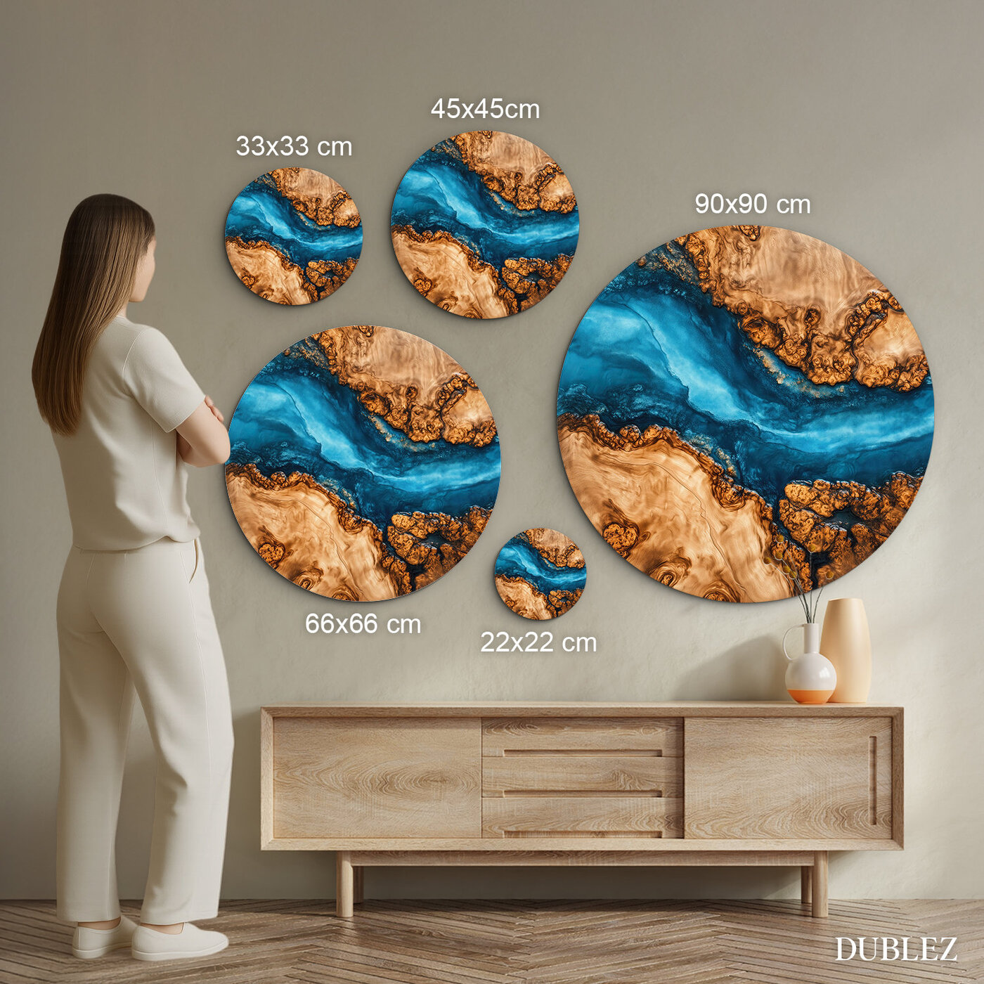 Barevný obraz na dřevě - Azure