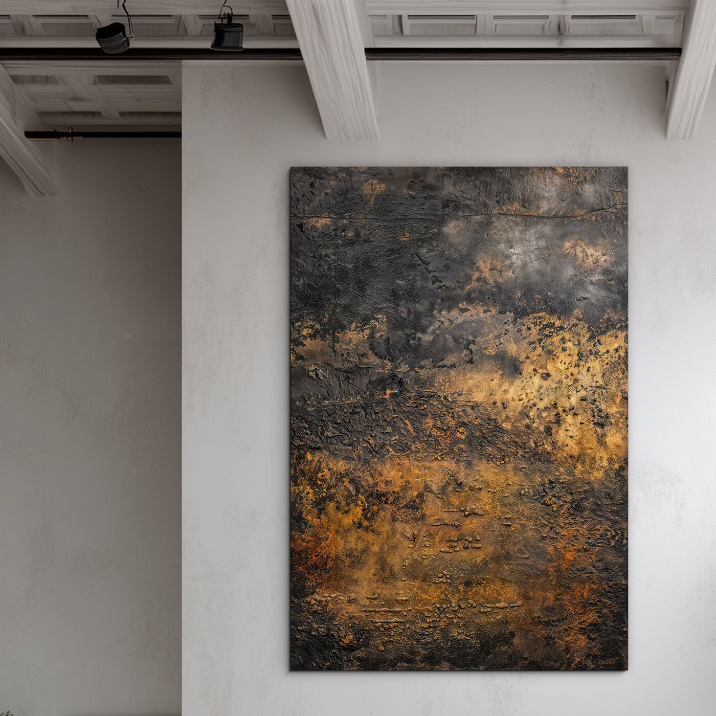 Abstraktný obraz do loftu - Surové zlato a hrdza